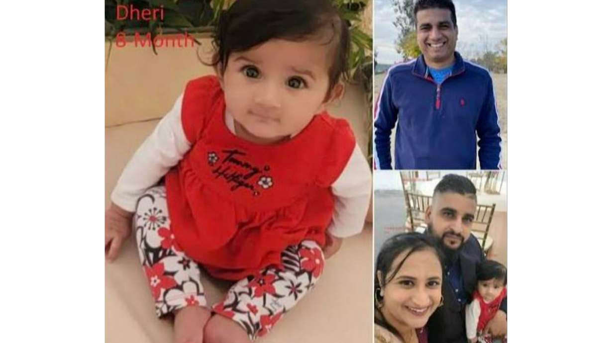 This undated photo provided by Merced County Sheriff's Office shows eight-month-old Aroohi Dheri, her parents, Jasleen Kaur, and Jasdeep Singh, and uncle Amandeep Singh, who were kidnapped from a south Merced, Calif., business Monday night.