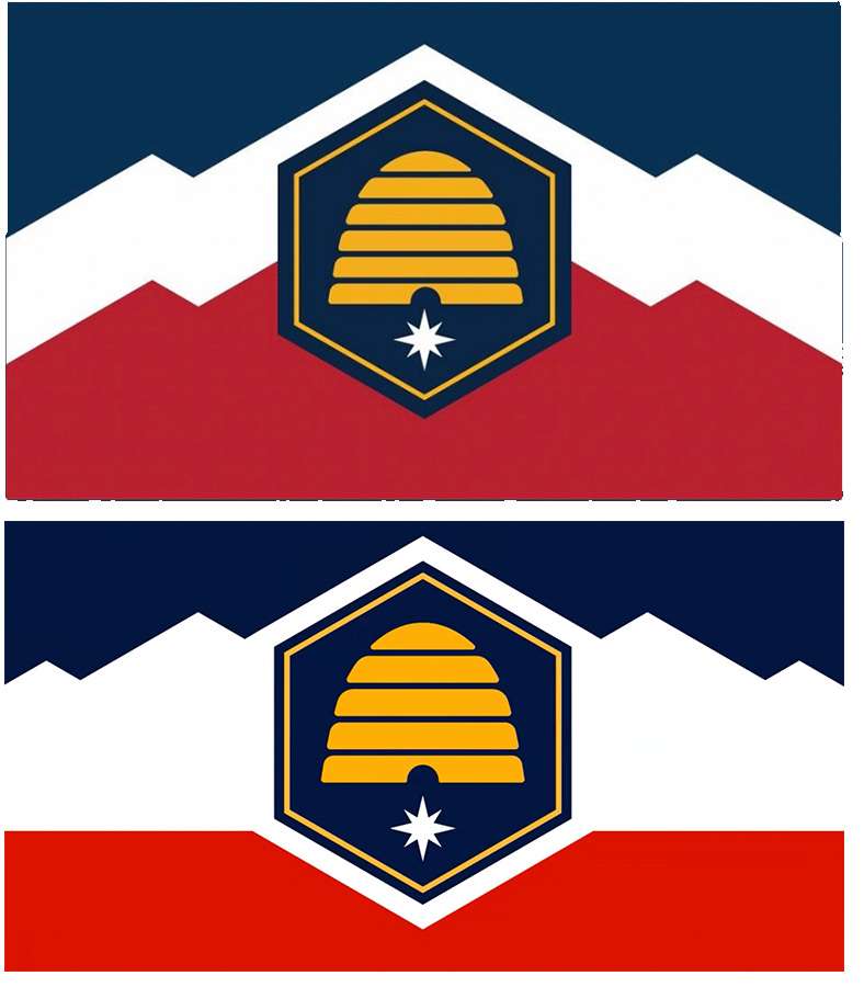 An example of a refined version of one of the 20 Utah state flag semifinal designs. The upper image is the original design, the bottom is an early version of a revision based on preliminary feedback.