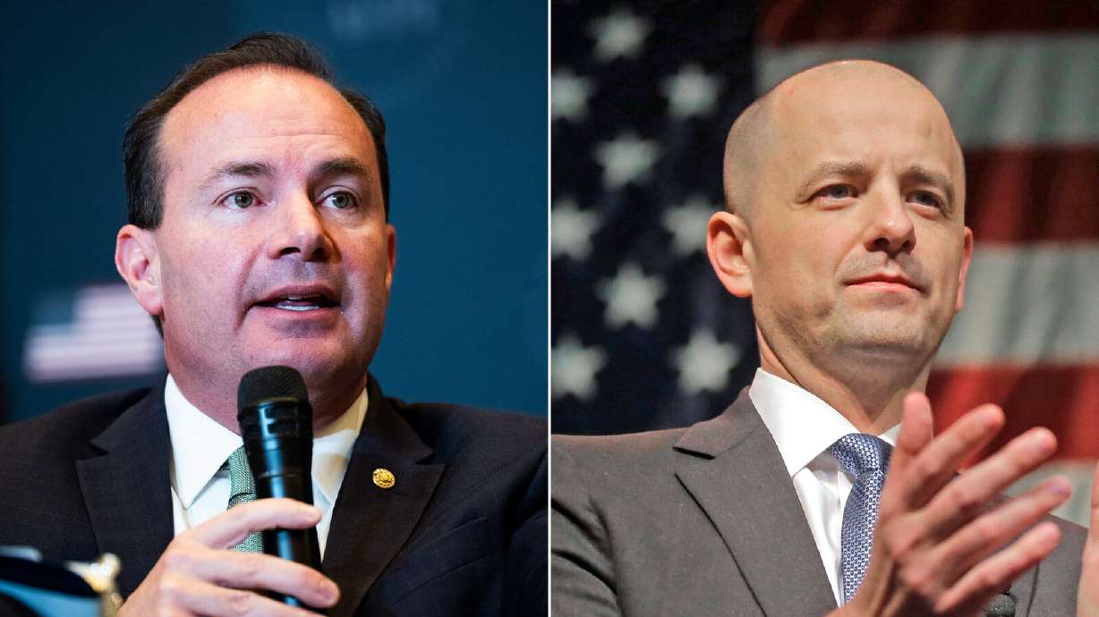 Utah Sen. Mike Lee, a two-term incumbent Republican, left, is facing an independent challenge from Evan McMullin in the nation's only Senate race where Democrats decided against fielding a candidate in hopes of joining a broad coalition to defeat a GOP senator.