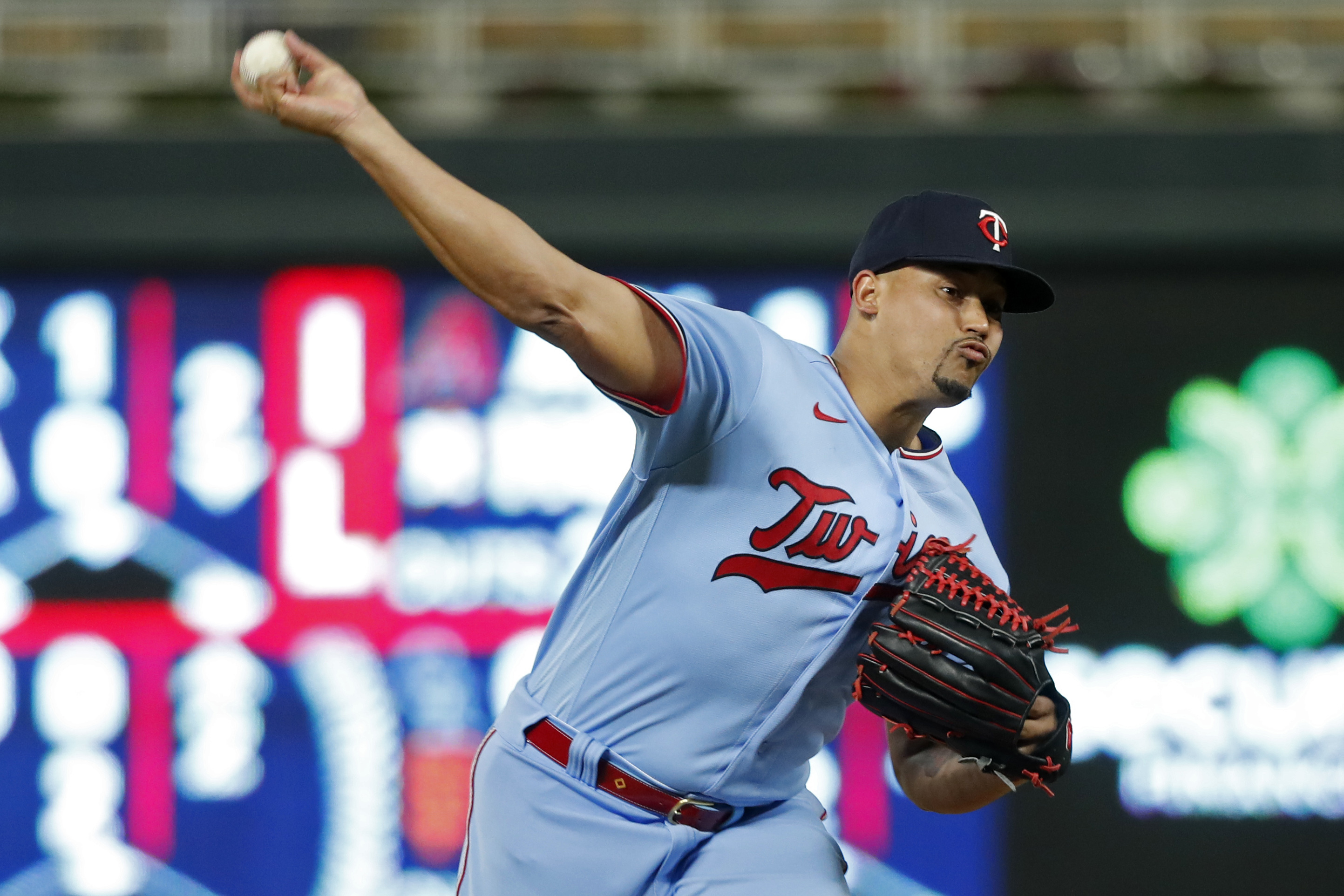 Minnesota Twins relief pitcher Jhoan Duran throws to the Chicago White Sox in the ninth inning of a baseball game Tuesday, Sept. 27, 2022, in Minneapolis. The Twins won 4-0. 