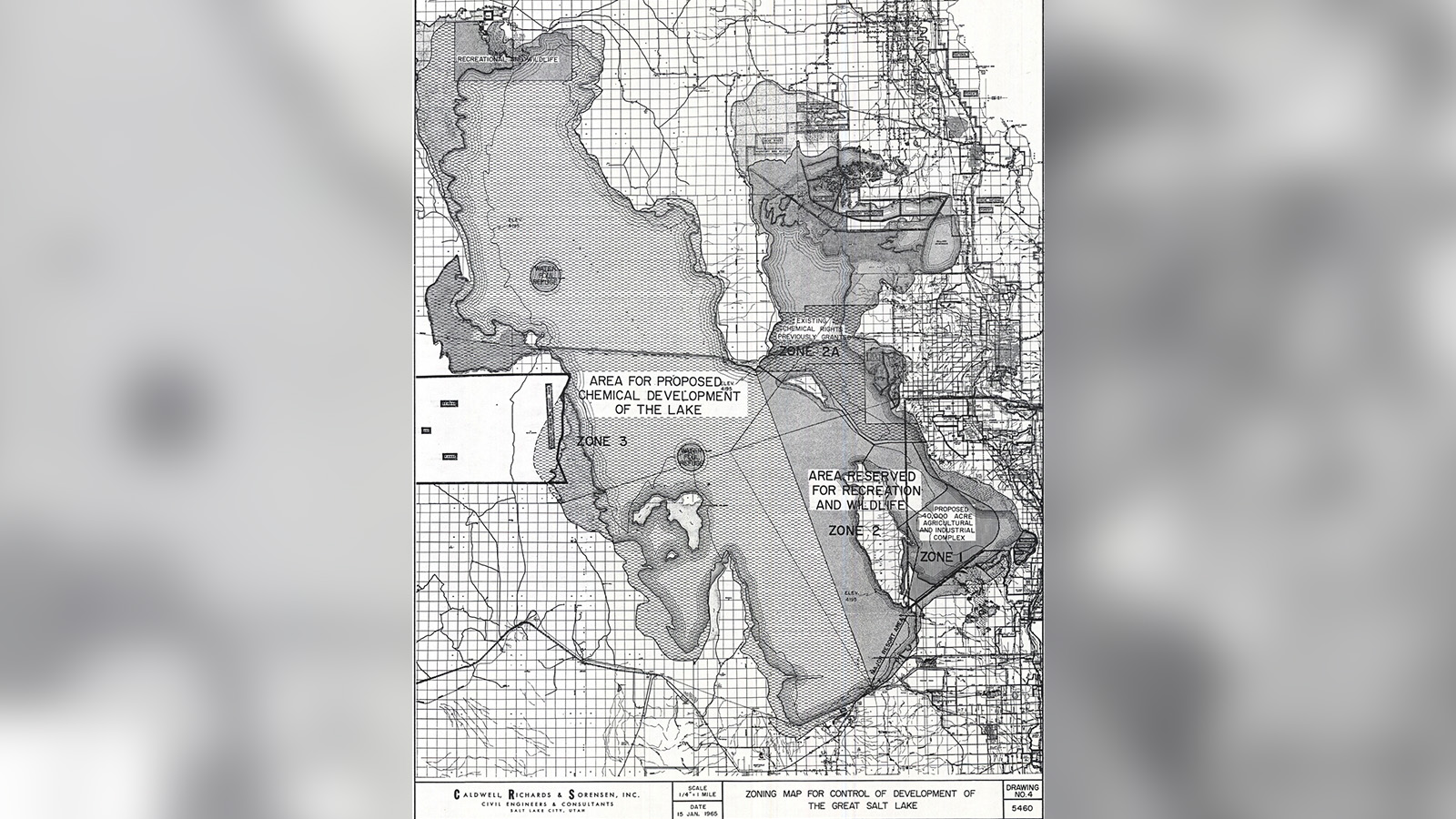 A rendering of plans for the Great Salt Lake drafted up in January 1965. Craig Miller, the hydrology and modeling section manager for the Utah Division of Water Resources, said the e entire project would have resulted in "negative consequences" had it been completed.