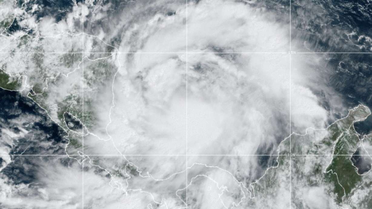 A satellite image of Tropical Storm Julia on Saturday afternoon as it heads towards Nicaragua.