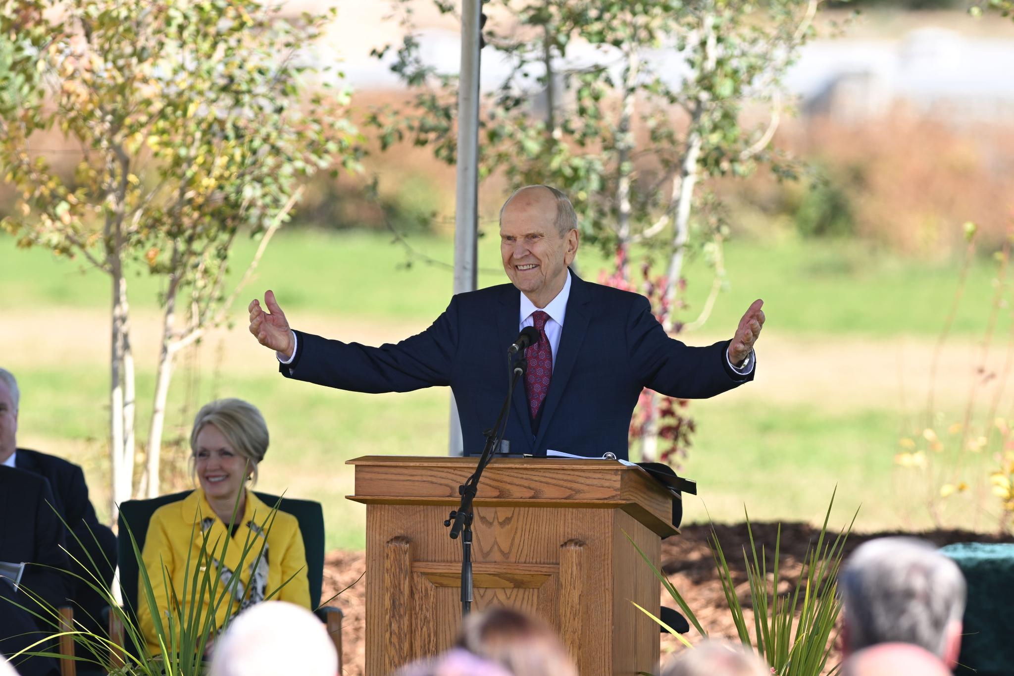 The Church of Jesus Christ of Latter-day Saints' President Russell M. Nelson presides over the groundbreaking ceremony for the Heber Valley Utah Temple in Heber City on Saturday.