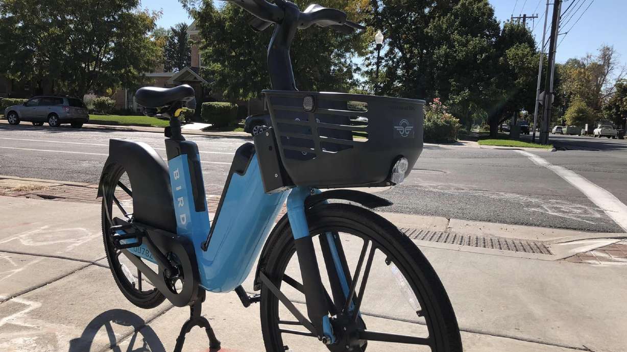 A photo of a Bird e-bike in Provo. The city launched an agreement with the Miami-based company on Saturday, which will include up to 500 electric scooters and 200 e-bikes in the future.