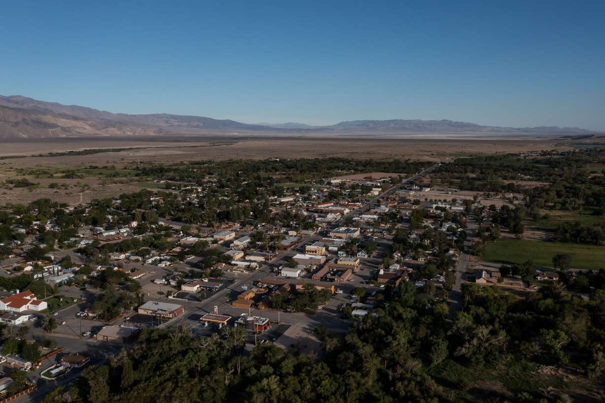 Lone Pine, Calif., with the Owens Lake dry lakebed in the background, is pictured on Aug. 11.