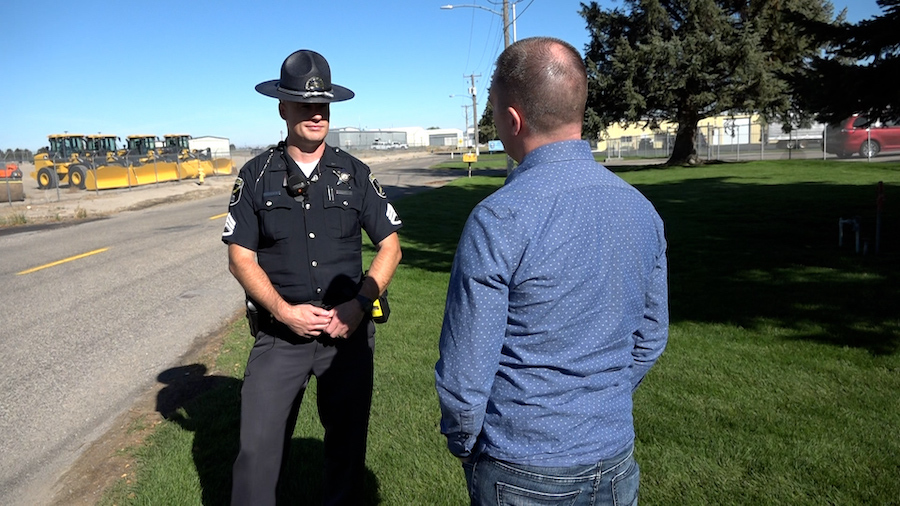 Idaho State Police Lt. Blake Higley speaks with EastIdahoNews.com reporter Nate Eaton.