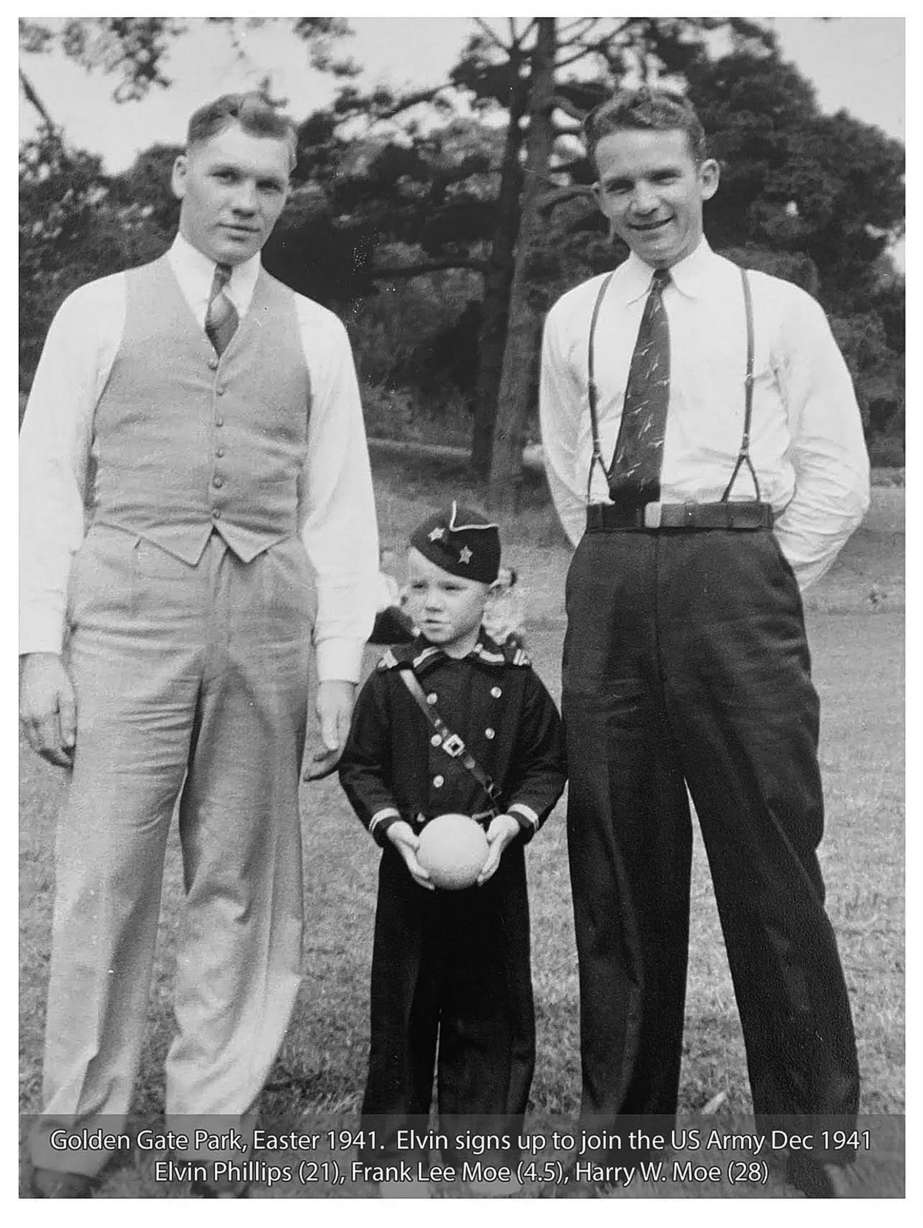 U.S. Army Air Forces Sgt. Elvin L. Phillips, left, his nephew Frank Moe and Frank’s father Harry Moe. After nearly 80 long years, U.S. Army Air Forces Sgt. Elvin L. Phillips returned home Tuesday when his remains were buried at the Utah Veteran's Cemetery and Memorial Park.