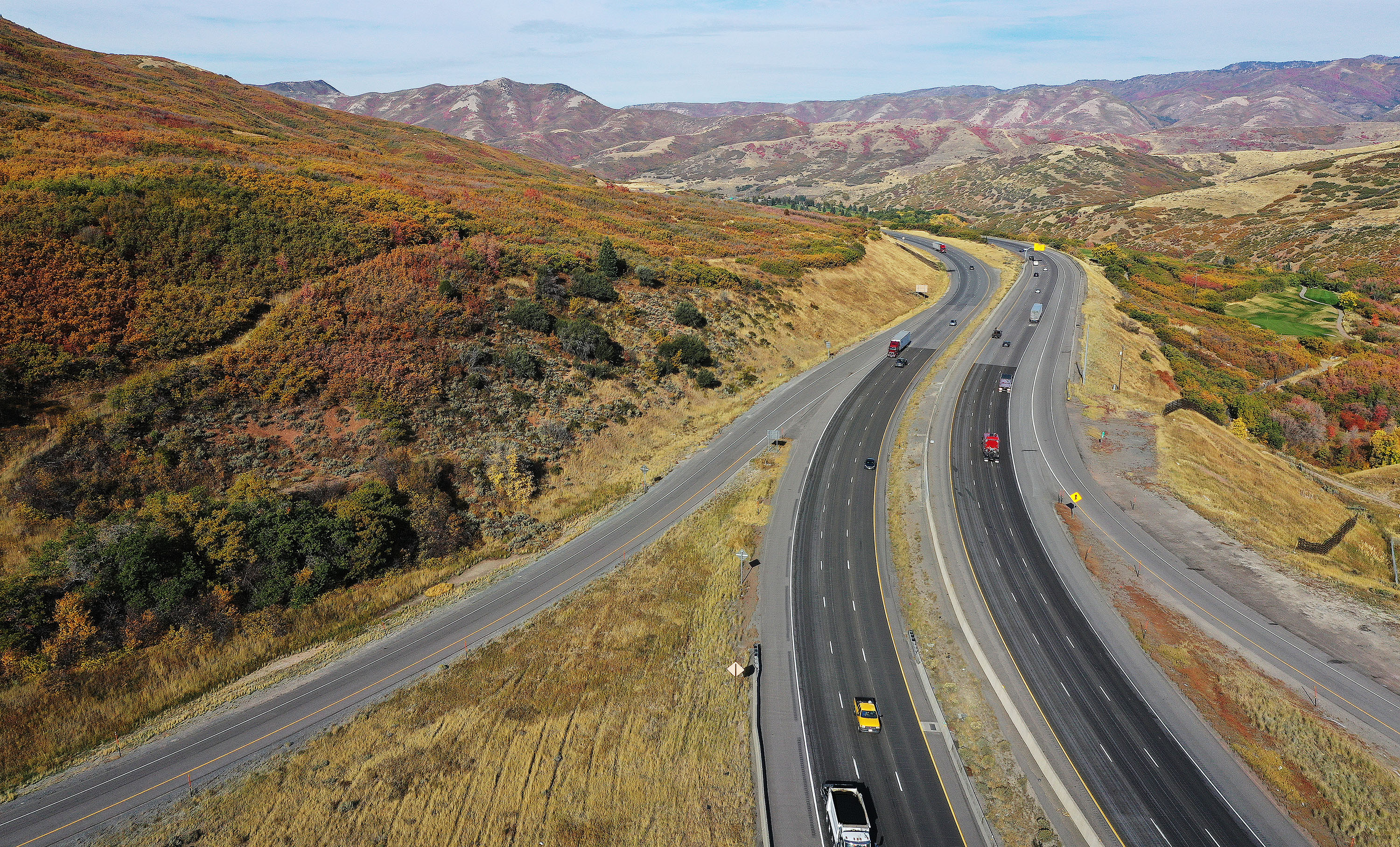 Traffic travels along I-80 in Parleys Canyon on Tuesday. An interagency fuel reduction project will be taking place in the Parleys Canyon area to improve the health of the Parleys Creek watershed and enhance the wildlife habitat in the area.