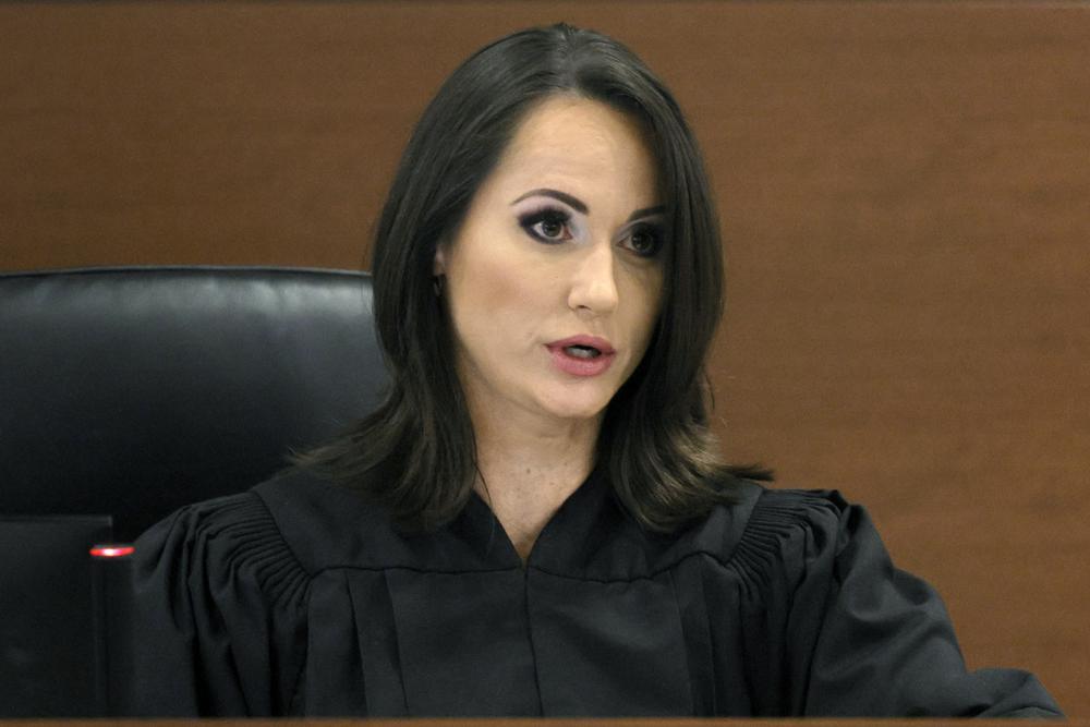 Judge Elizabeth Scherer speaks just prior to closing arguments in the penalty phase of the trial of Marjory Stoneman Douglas High School shooter Nikolas Cruz at the Broward County Courthouse in Fort Lauderdale, Fla. on Tuesday.