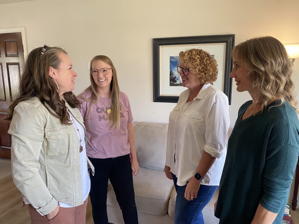 Left to right: Sarah Young, Kaitlyn Howell, Nancy Cadjan, Shelly Parcell are neighbors in Orem who have come up with creative fundraising ideas to buy modular homes for Ukrainians through To Ukraine with Love