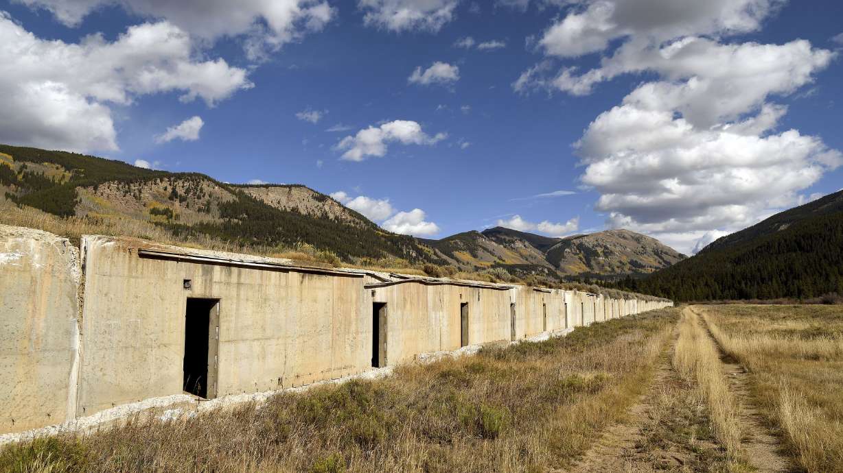 Deteriorated buildings at Camp Hale near Vail, Colo., are pictured on Tuesday. The camp was where soldiers of the 10th Mountain Division trained in the harsh, wintry conditions of the Rocky Mountains in preparation for fighting in the Italian Alps during World War II.