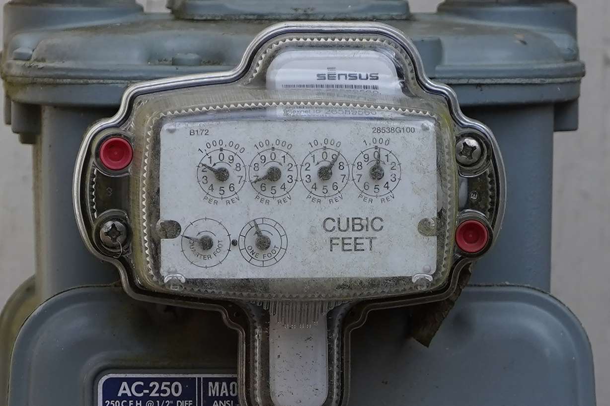 A gas meters keep tabs on usage at this Jackson, Miss., residence, Feb. 22.