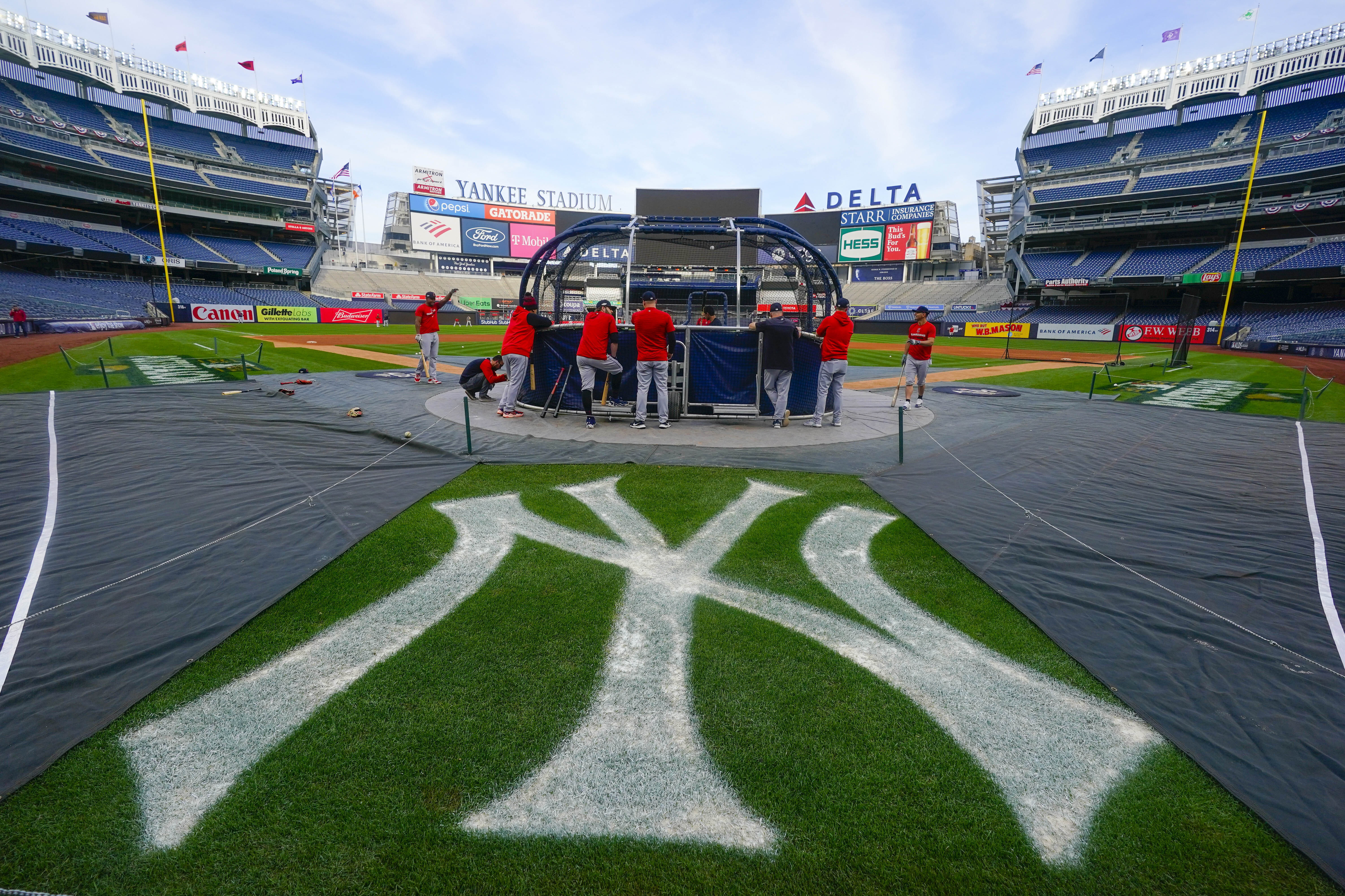 Cleveland Guardians players workout ahead of Game 2 of an American League Division series baseball game against the New York Yankees Wednesday, Oct. 12, 2022, in New York. 