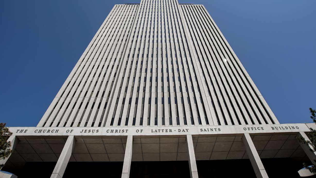 The Church Office Building of The Church of Jesus Christ of Latter-day Saints is pictured during the 190th Annual General Conference on April 4, 2020, in Salt Lake City. The church addressed a data breach from March in a press release on Oct. 13.