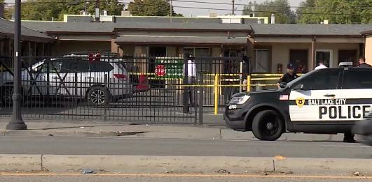 Salt Lake City police investigate a shooting outside the Wasatch Inn, 1416 S. State, on Tuesday, Oct. 11. On Monday, police announced the man shot outside the hotel had died.