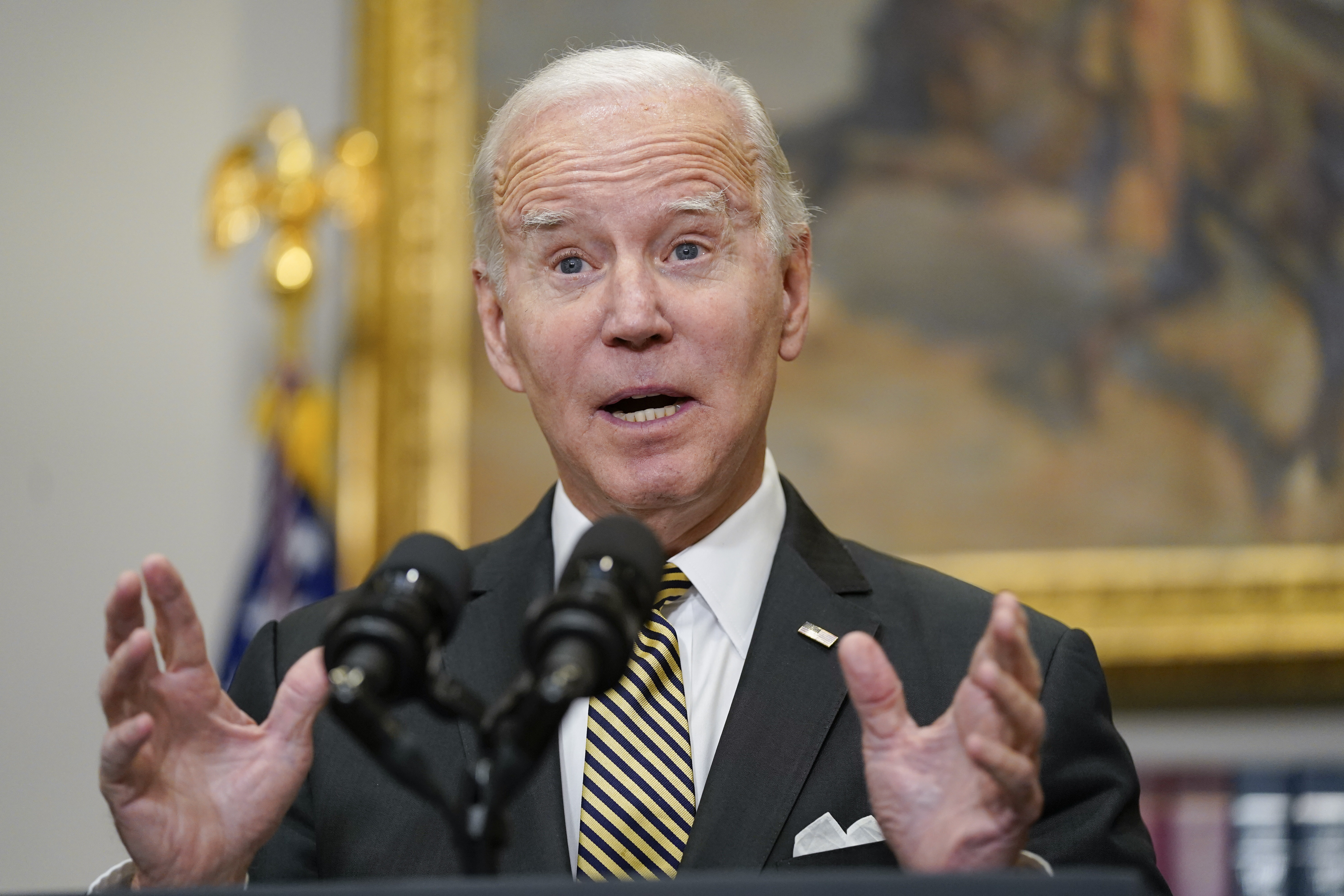 President Joe Biden speaks about energy and the Strategic Petroleum Reserve during an event in the Roosevelt Room of the White House, Wednesday, Oct. 19, in Washington.