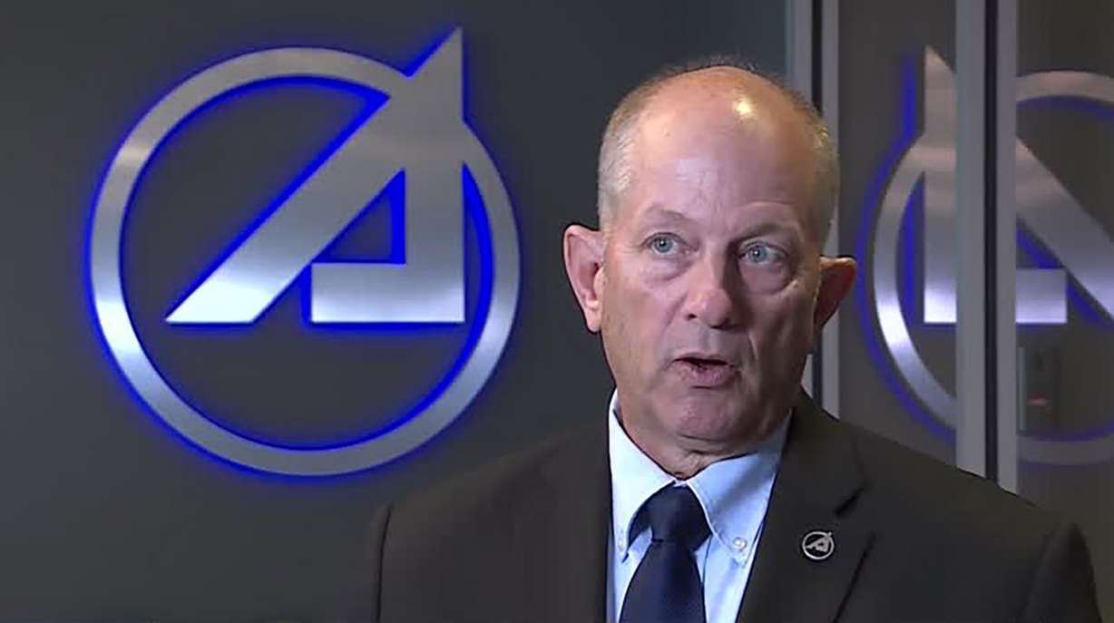 Rick Ladue, Aerospace Corporation's systems director at Hill Air Force Base speaks Wednesday at Hill Air Force Base.