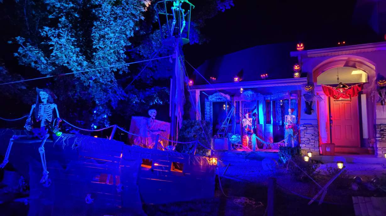 Halloween decorations at 1668 W. 770 South in Syracuse are pictured in October.