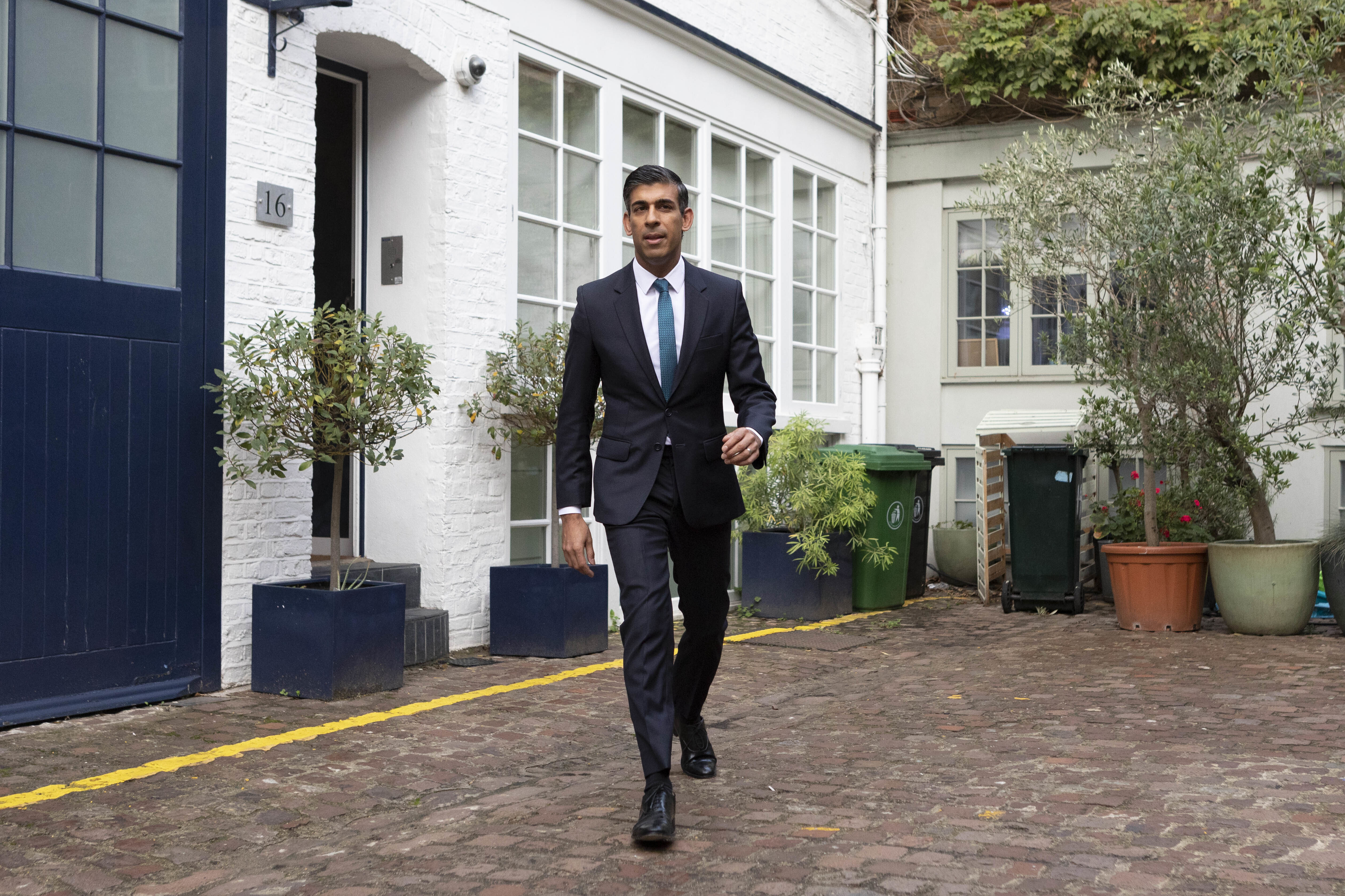 Rishi Sunak outside his home in London, following the resignation of Liz Truss as Prime Minister, Friday.