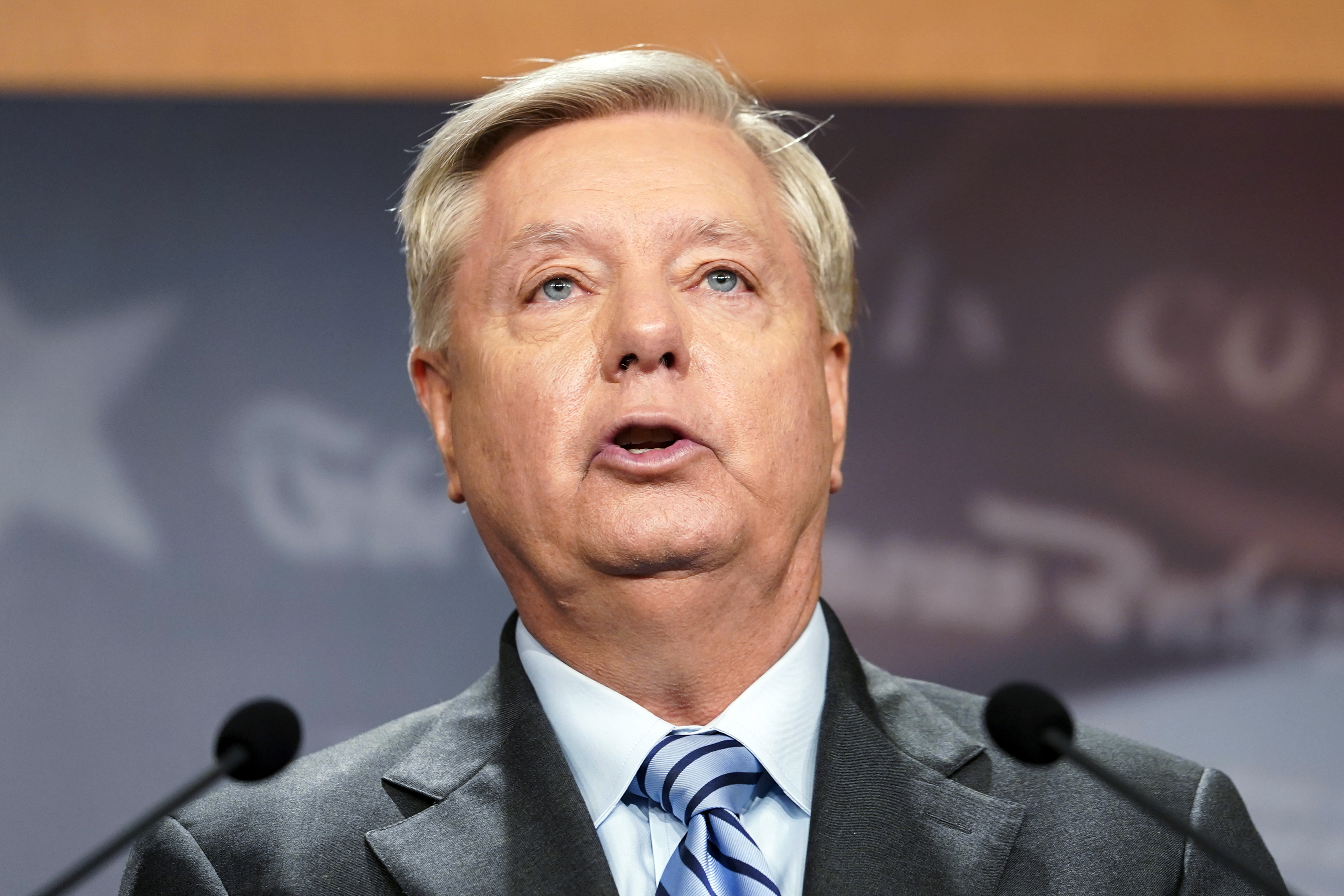 Sen. Lindsey Graham, R-S.C., speaks during a news conference Sept. 29 on Capitol Hill in Washington. Graham must testify before a special grand jury investigating whether then-President Donald Trump and others illegally tried to influence the 2020 election in Georgia, a federal appeals court said Thursday.