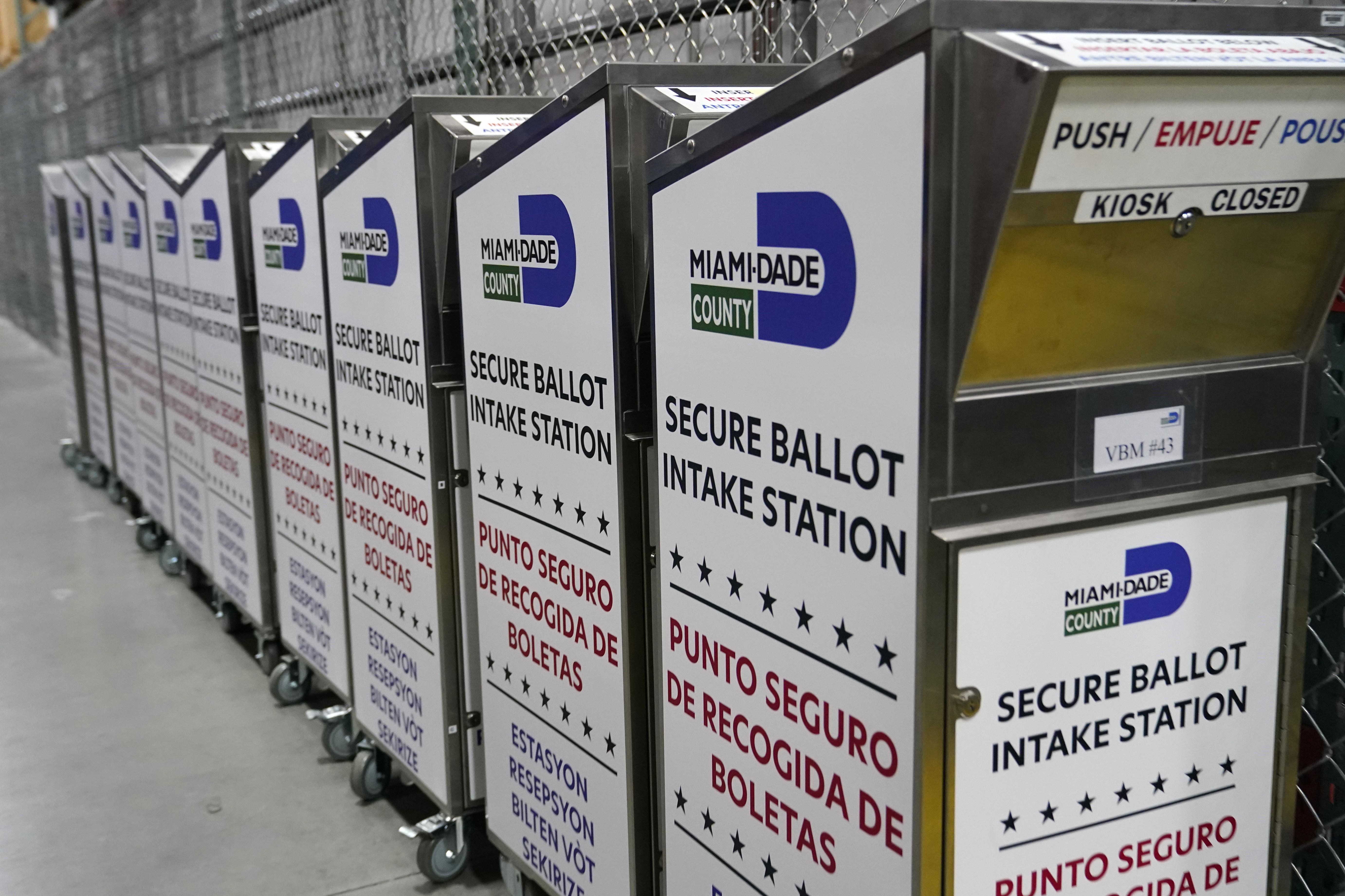 Ballot boxes are lined up as employees test voting equipment at the Miami-Dade County Elections Department, Wednesday, in Miami, in advance of the 2022 midterm elections on Nov. 8. Republican activists who believe the 2020 election was stolen from former President Donald Trump have crafted a plan that, in their telling, will thwart cheating in this year's midterm elections. 