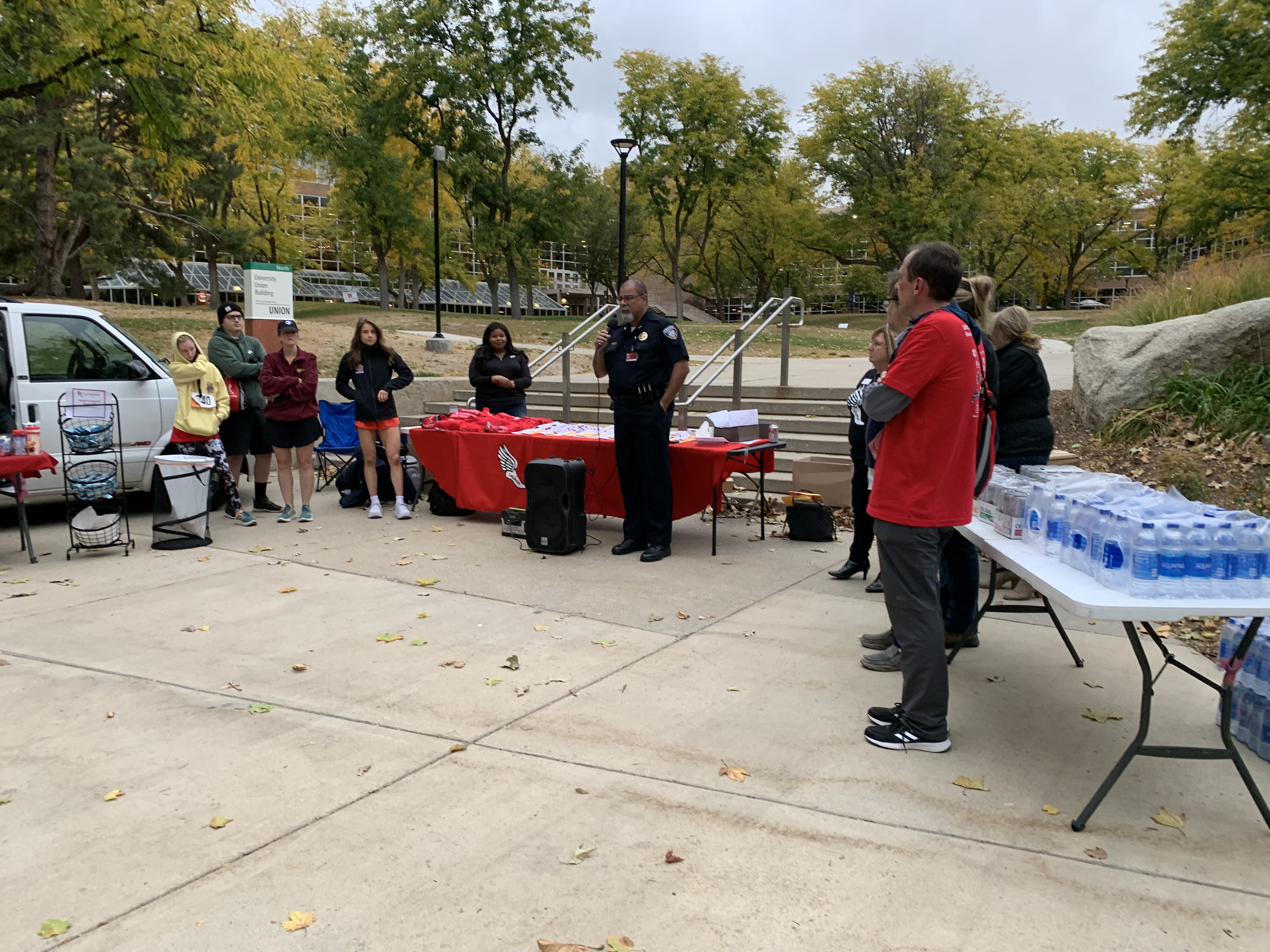 University of Utah Chief of Police Jason Hinojosa speaks before the medal ceremony at the first annual Utah Race for Campus Safety at the University of Utah campus on Oct. 22. The race is in memory of Lauren McCluskey who was killed by her ex-boyfriend on Oct. 22, 2018, and is held by the Lauren McCluskey foundation which is working to promote campus safety.