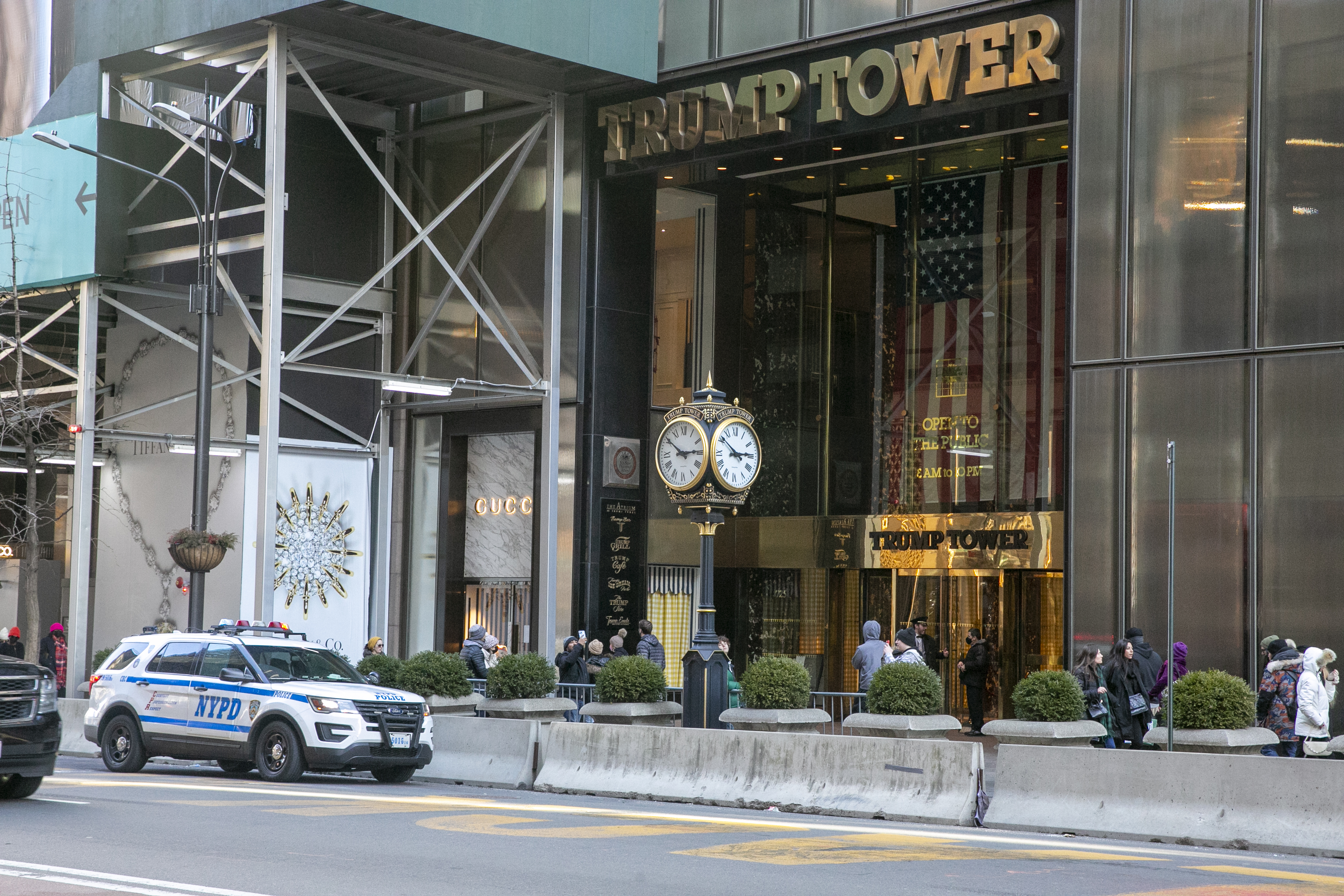 Trump Tower is visible in New York City on Feb. 20. Opening statements are set for Monday in the criminal case accusing former President Donald Trump's real estate company of a 15-year tax fraud.