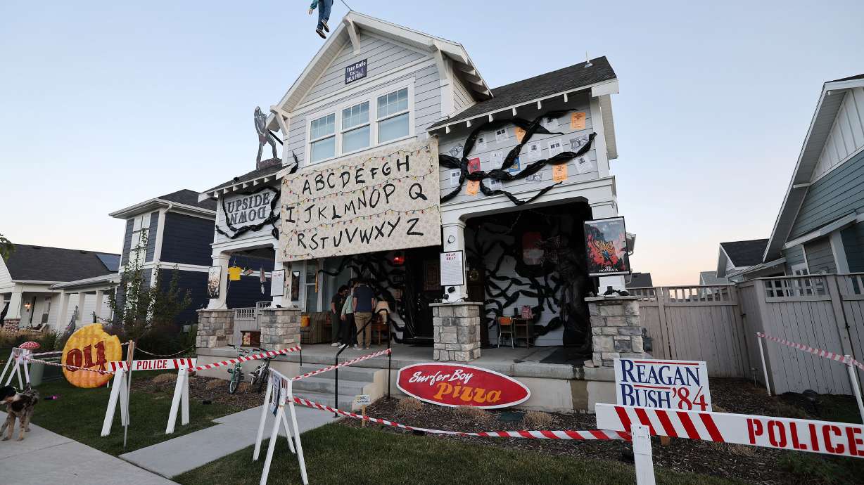 A Halloween themed "Stranger Things" house in South Jordan on Thursday.