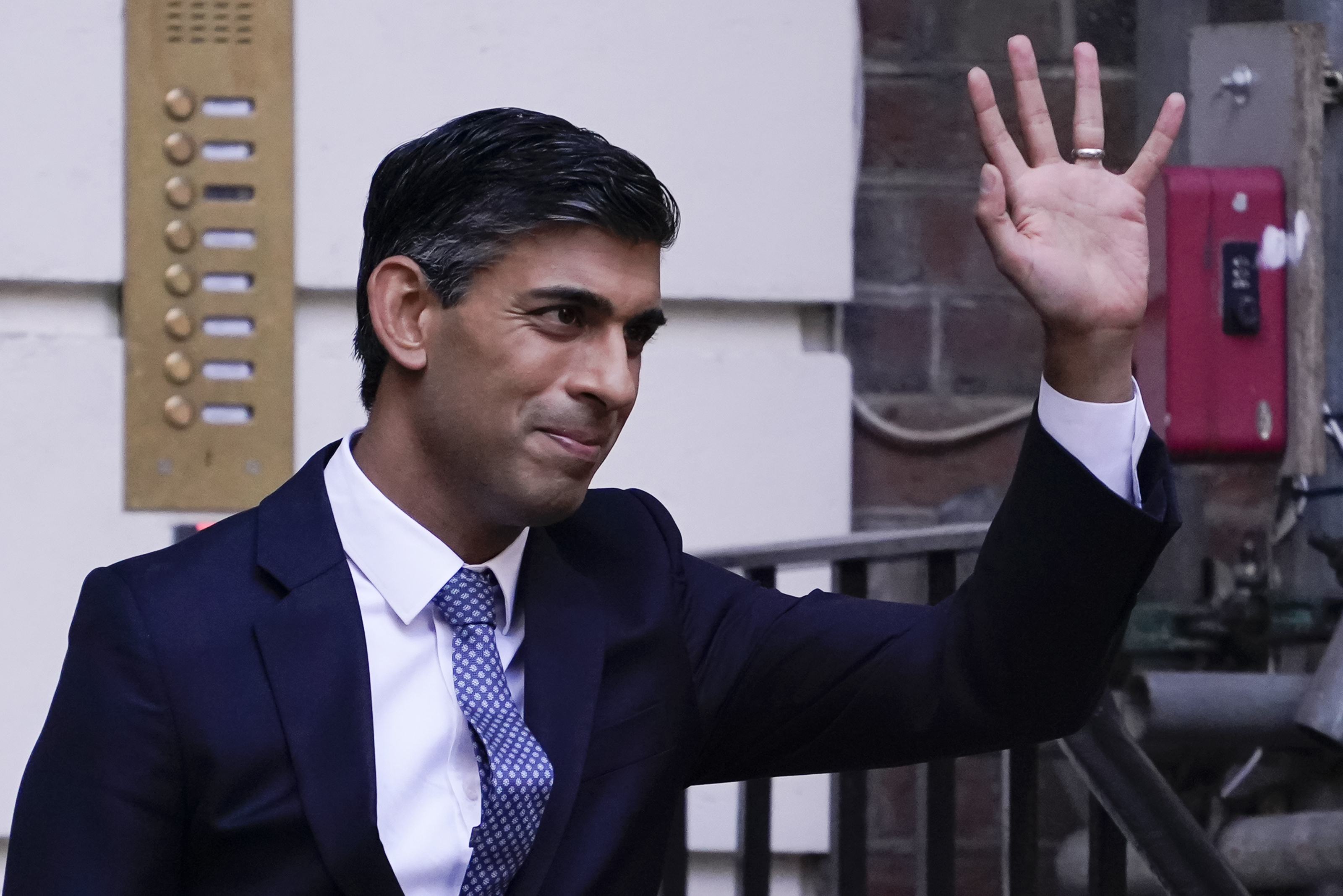 Rishi Sunak leaves the Conservative Campaign Headquarters in London, Monday, Oct. 24, 2022. Rishi Sunak will become the next Prime Minister after winning the Conservative Party leadership contest. 