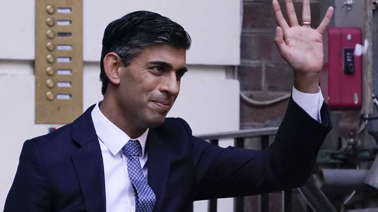 Rishi Sunak leaves the Conservative Campaign Headquarters in London, Monday, Oct. 24, 2022. Rishi Sunak will become the next Prime Minister after winning the Conservative Party leadership contest.