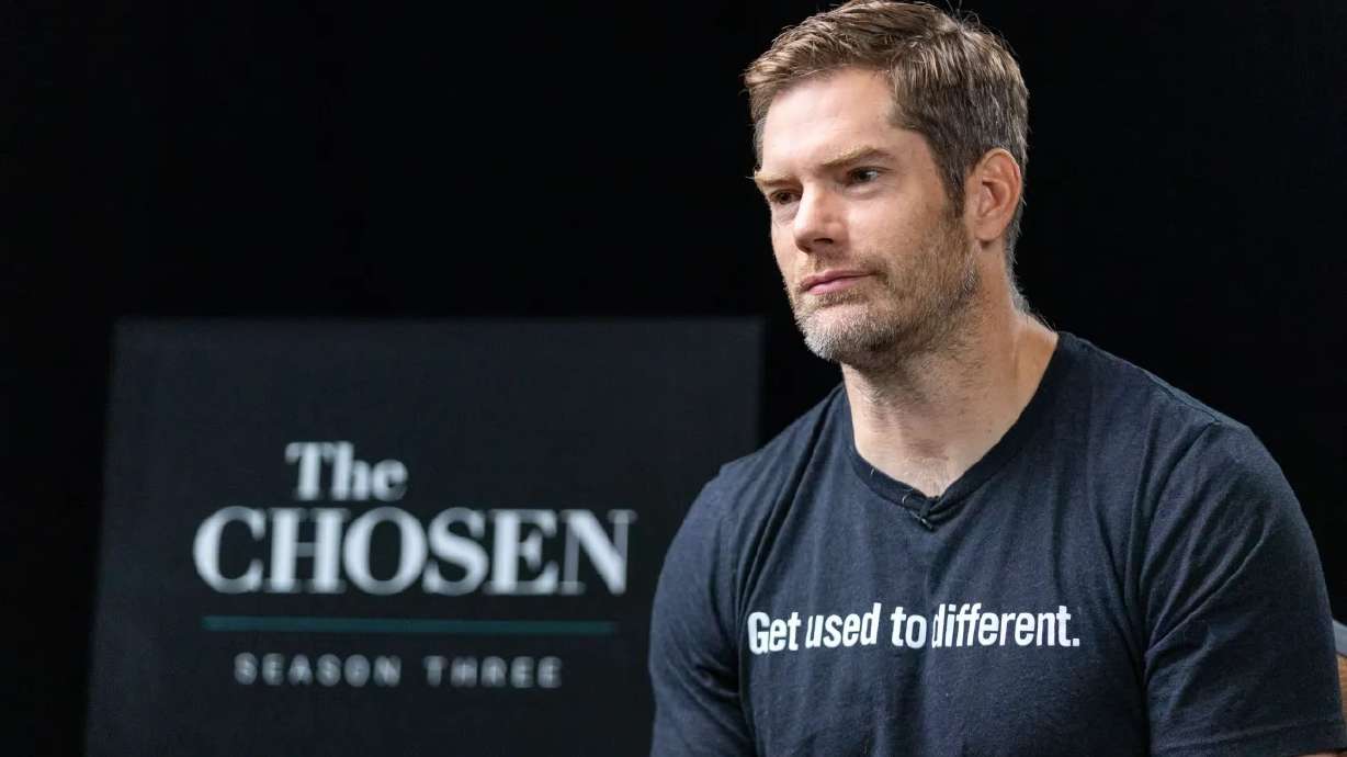 Dallas Jenkin, creator, producer, writer and director of “The Chosen,” speaks at the Salvation Army’s Camp Hoblitzelle in Midlothian, Texas, on Monday, Aug. 15. Jenkins has denied recent claims that he used a line from the Book of Mormon in Season 3.