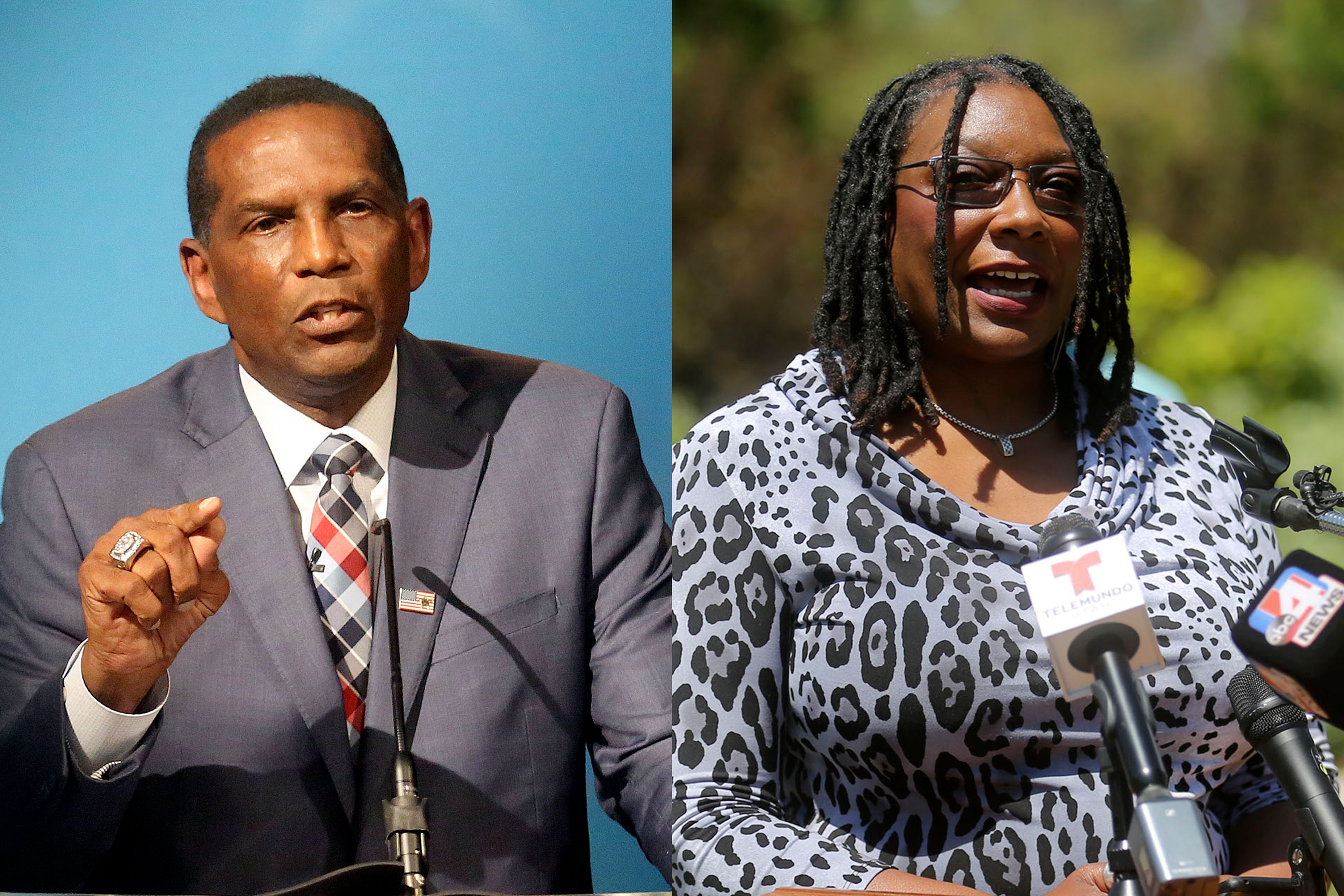Rep. Burgess Owens, left, and Darlene McDonald are pictured in this composite photo. Owens and McDonald will debate each other Friday, Oct. 28, in South Jordan.