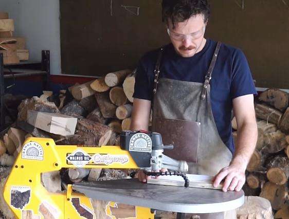 Justin Davies, of Sandy, works on a wood project at his studio in this screenshot from his Instagram page, @justindavies.