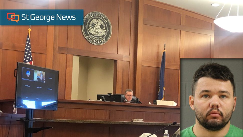 District Judge Jeffrey C. Wilcox during a web hearing held in St. George on Oct. 25; photo of Jonathan Paul Sperry taken May 24. 
