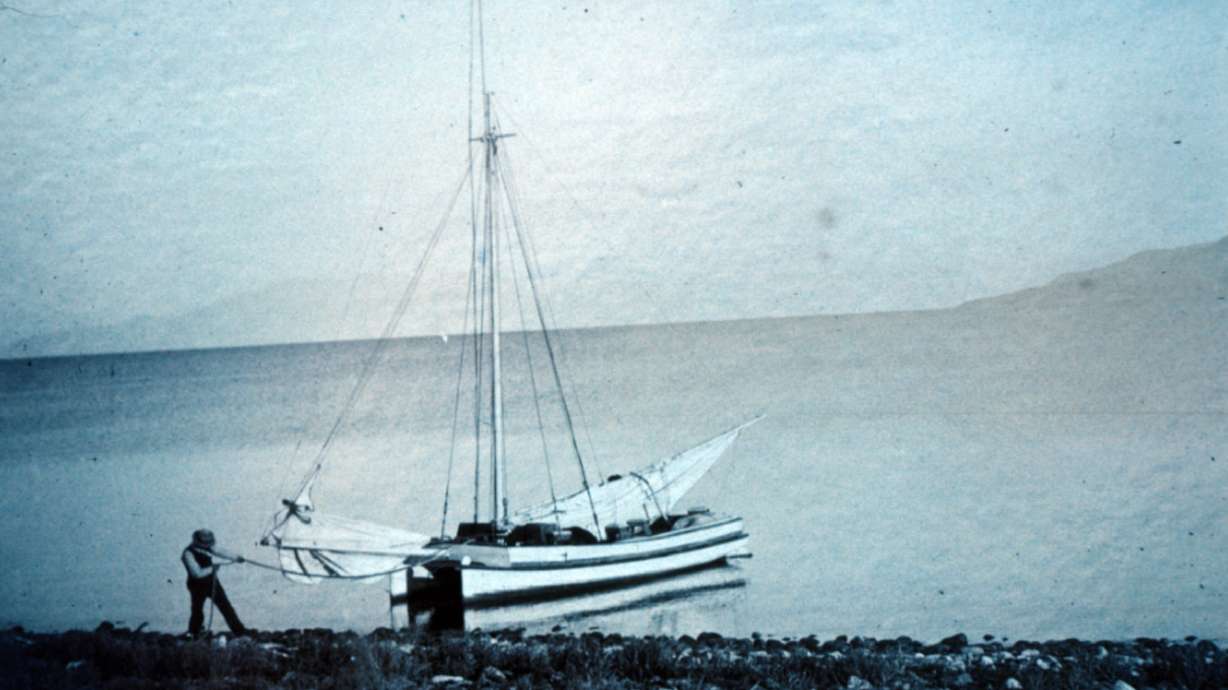 A sail boat is launched at the Great Salt Lake sometime in the 1870s. The Great Salt Lake and Utah's water history were the primary focus of the 70th annual Utah State Historical Society Conference held in Provo on Wednesday.