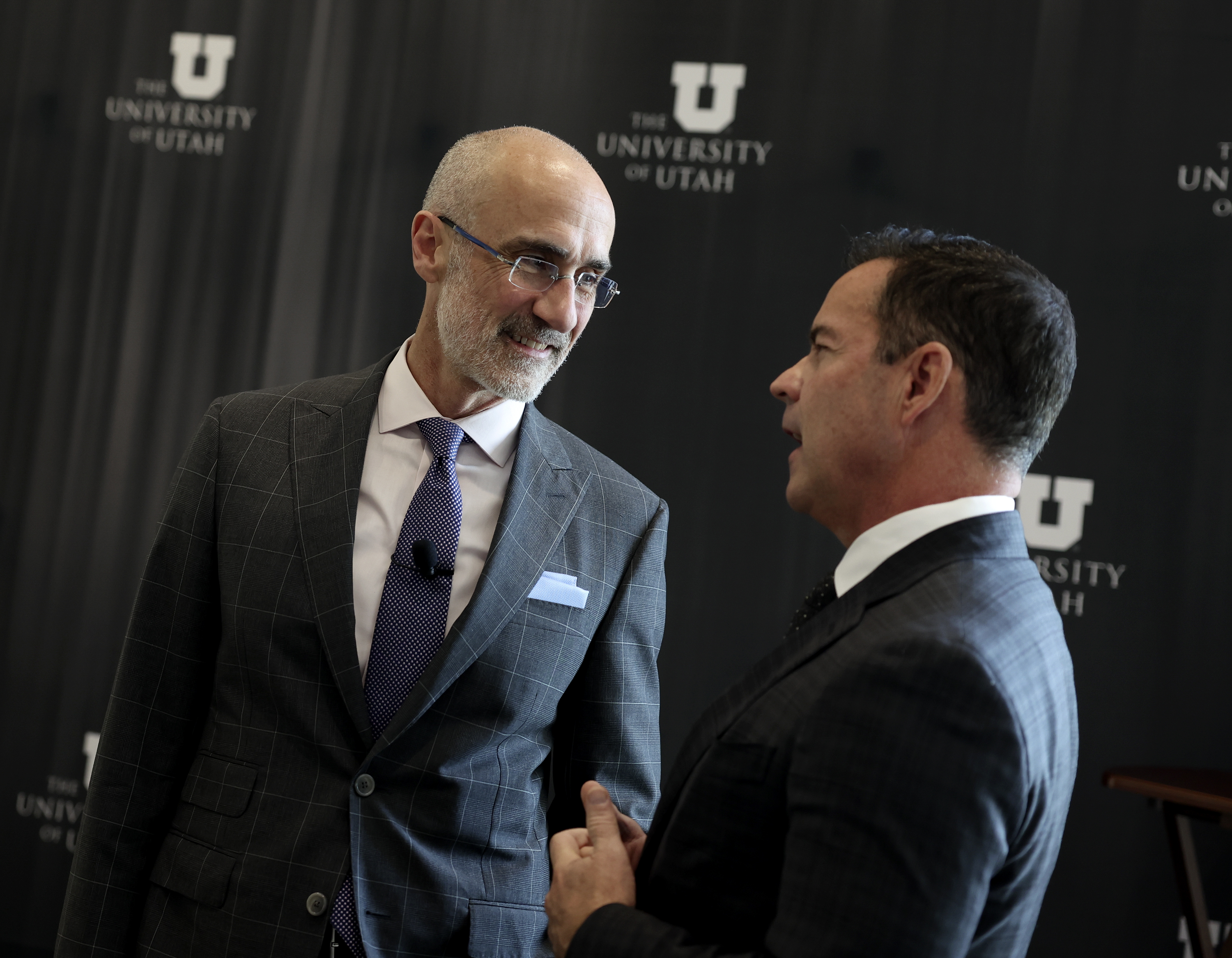 Bestselling author, Harvard professor and social scientist Arthur Brooks speaks with Utah House Speaker Brad Wilson at the Alumni House at the University of Utah in Salt Lake City on Thursday, Oct. 27, 2022. In its quest to become a top public university in the nation, the U. named Brooks as an Impact Scholar at the U.'s Kem C. Gardner Policy Institute.