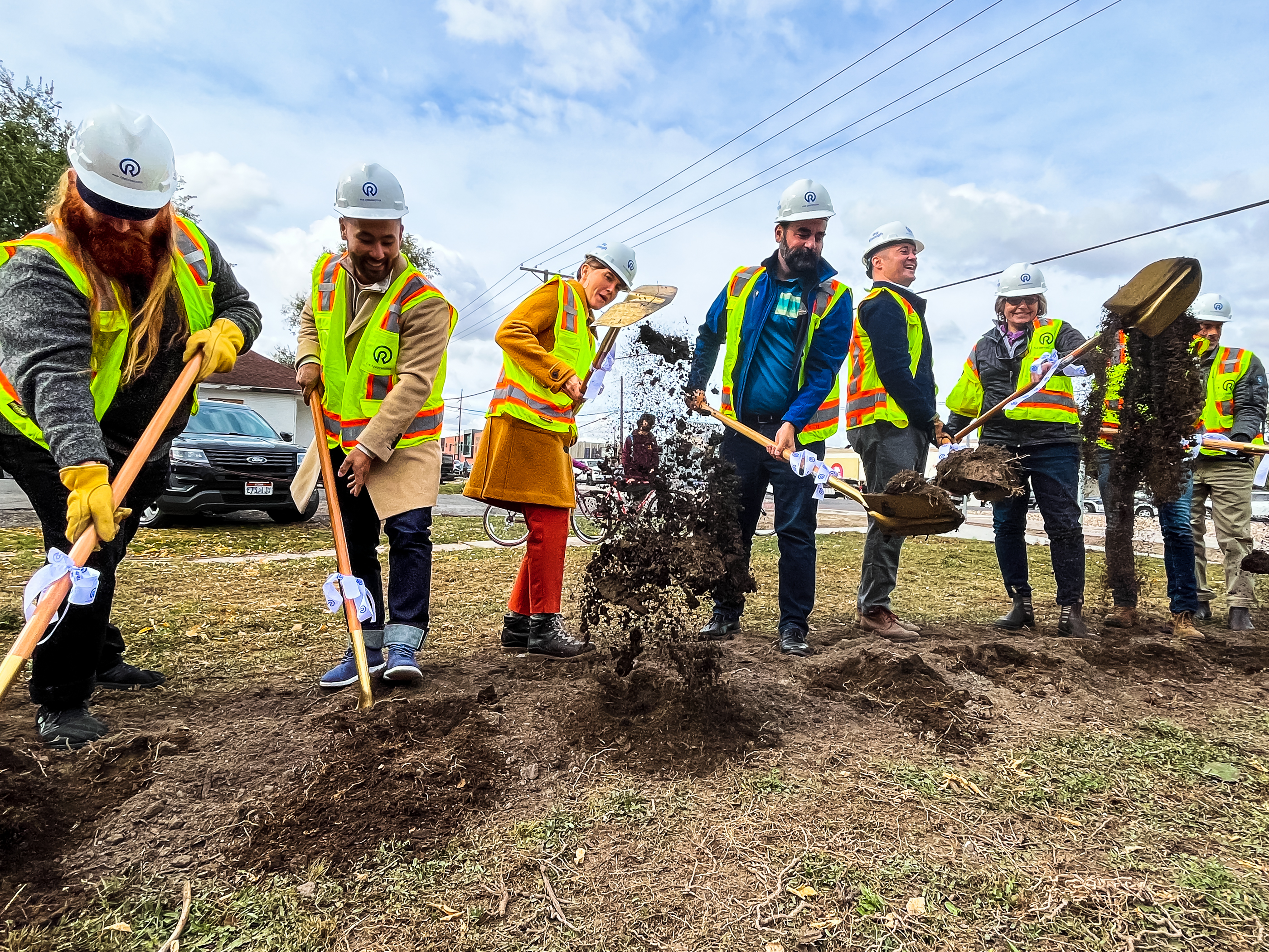 Salt Lake leaders, Bicycle Collective executives and others help break ground on Bicycle Collective's new headquarters in Salt Lake City during a ceremony Thursday afternoon.