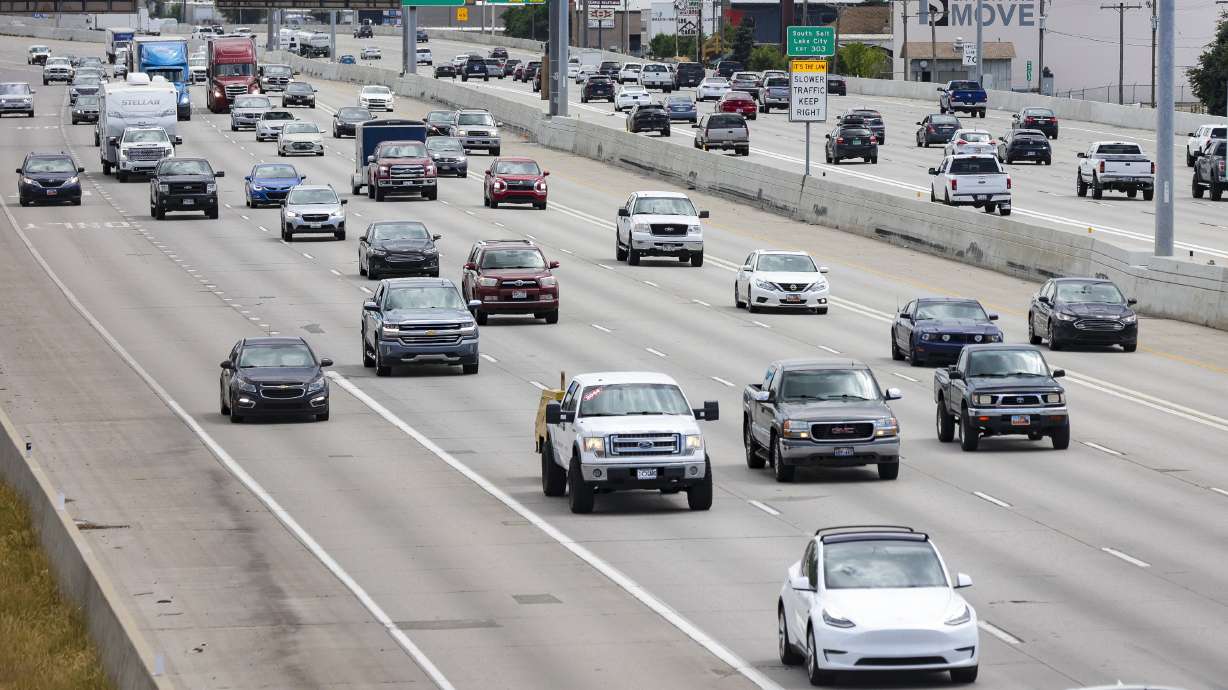 Traffic moves along I-15 during rush hour in Salt Lake City on July 1. Ten more miles of the express lanes will be open in Davis and Weber counties beginning Monday.