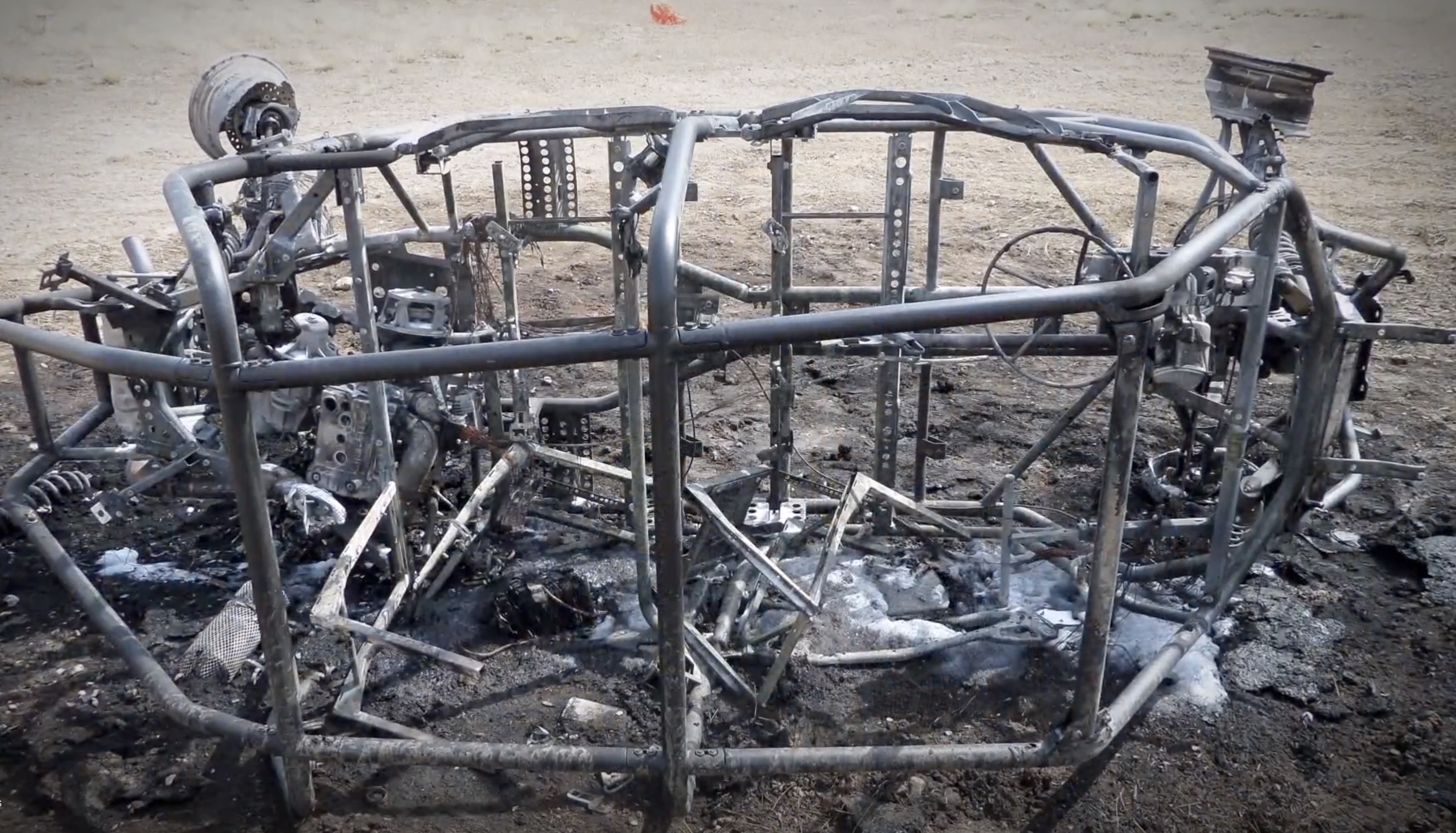 The burned out frame of Brian and Terah Jones' Polaris RZR side-by-side. It burst into flames earlier this year after three years of safe use.