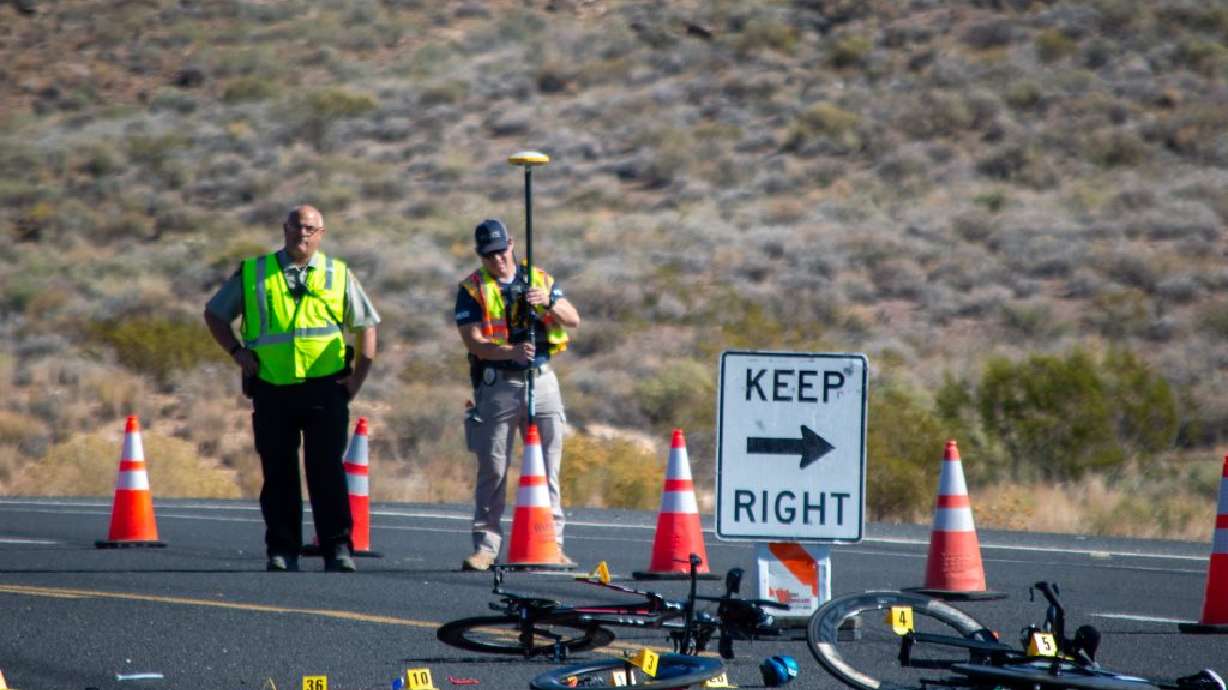 Two Iron Man competitors were involved in a collision with a vehicle near the Ghost Bike Memorial on Telegraph Street, in Washington, on Saturday, officials say.
