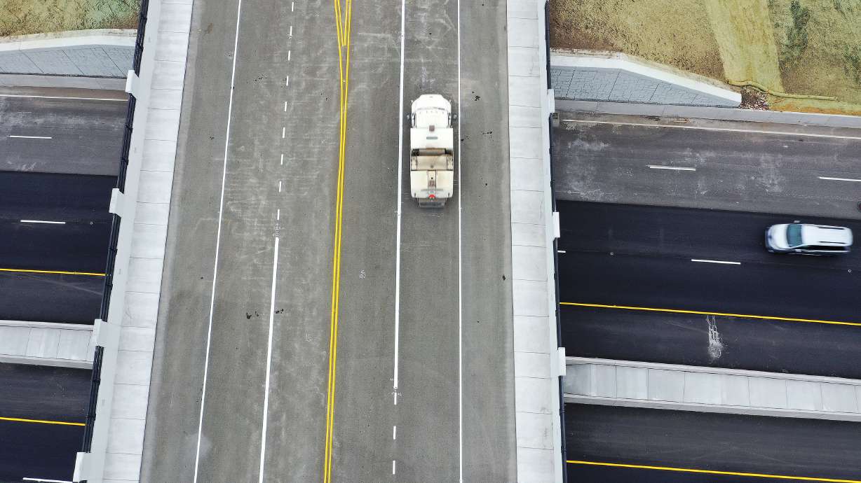 Traffic moves on U.S. 89 and Antelope Drive after the final interchange on U.S. 89 was opened in Layton on Tuesday, Nov. 1, 2022.