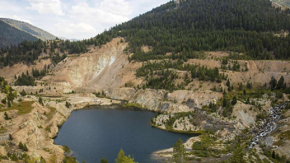 The Yellow Pine Pit open-pit gold mine in the Stibnite Mining District in central Idaho, where a company hopes to start mining again, Sept. 19, 2018. The U.S. Forest Service on Friday, Oct. 28., made public an environmental study for British Columbia-based Perpetua Resources' Stibnite Gold Project about 40 miles east of McCall.