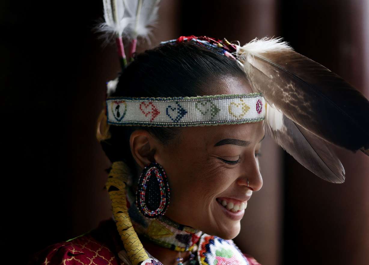 Honey is pictured at a celebration commemorating the beginning of Native American Heritage Month at the Salt Lake City-County Building on Tuesday.