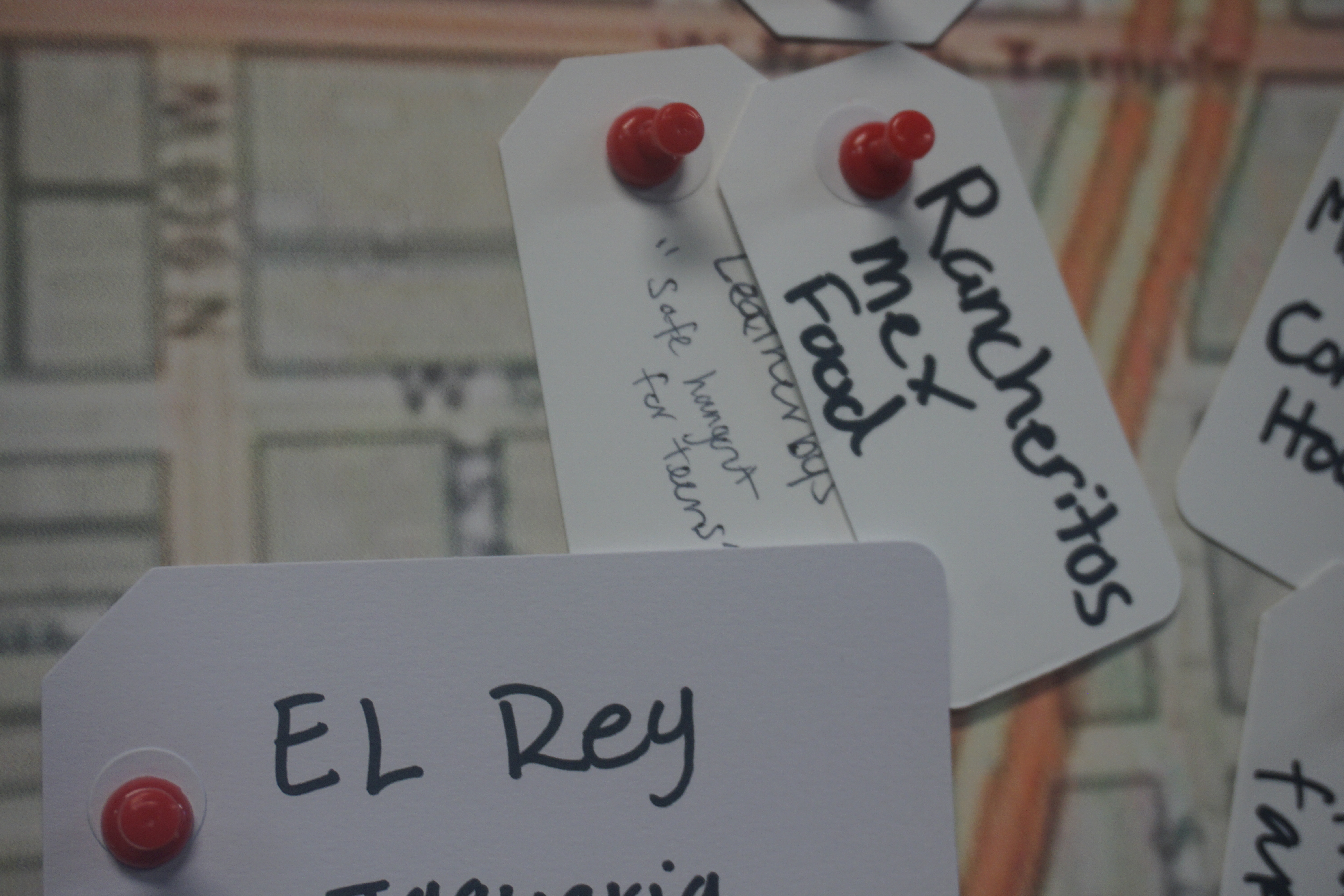 A giant map hangs on the wall in the backroom of Mestizo Coffeehouse, 631 West Temple, serving as a place to mark Salt Lake City's west-side community treasures. The West Side Tesoros project is a collaboration between NeighborWorks Salt Lake and the University of Utah's City and Metropolitan Planning Department to document the west side areas of importance. (Photo: Ashley Fredde, KSL.com)