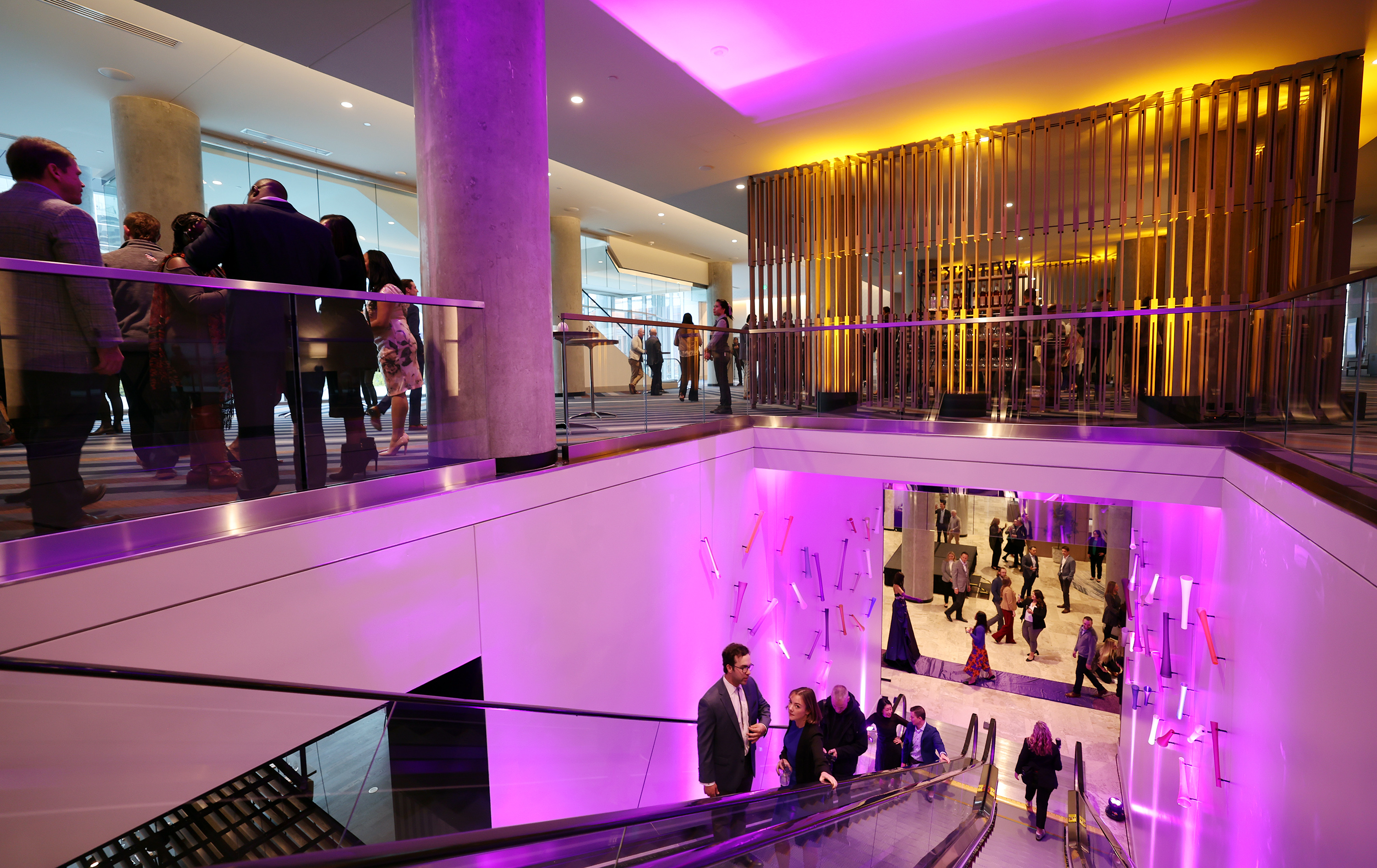 Guests attend a reception following the ribbon-cutting at the newly opened Hyatt Regency hotel in Salt Lake City on Wednesday afternoon.