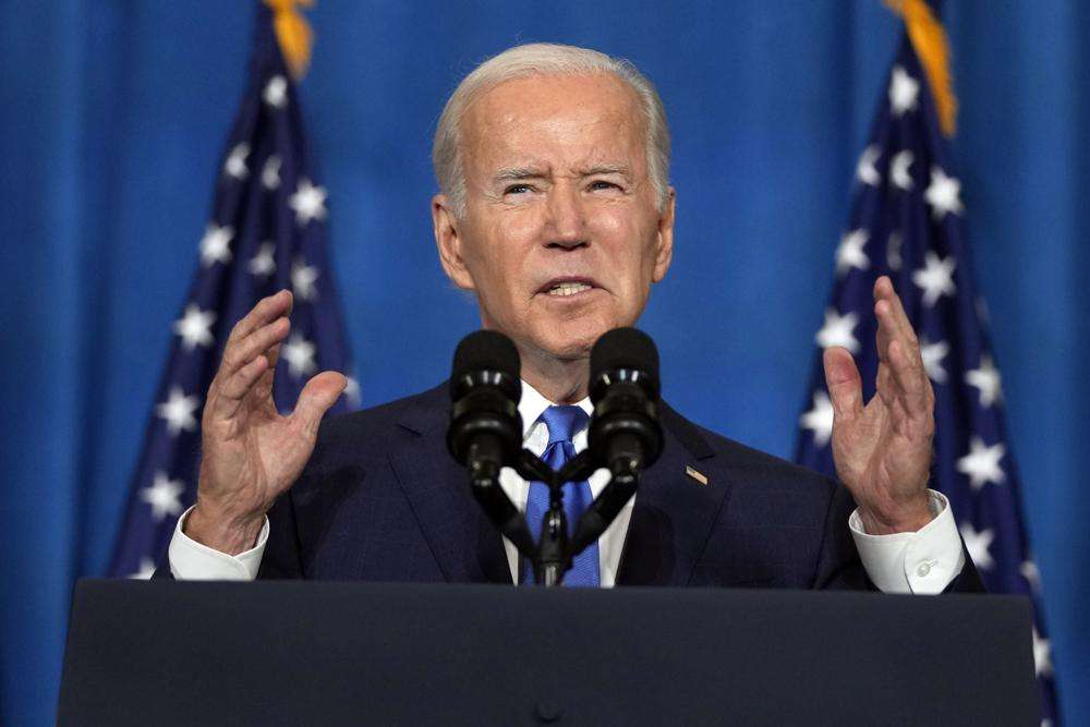 President Joe Biden speaks about threats to democracy ahead of next week's midterm elections, Wednesday, at the Columbus Club in Union Station, near the U.S. Capitol in Washington.