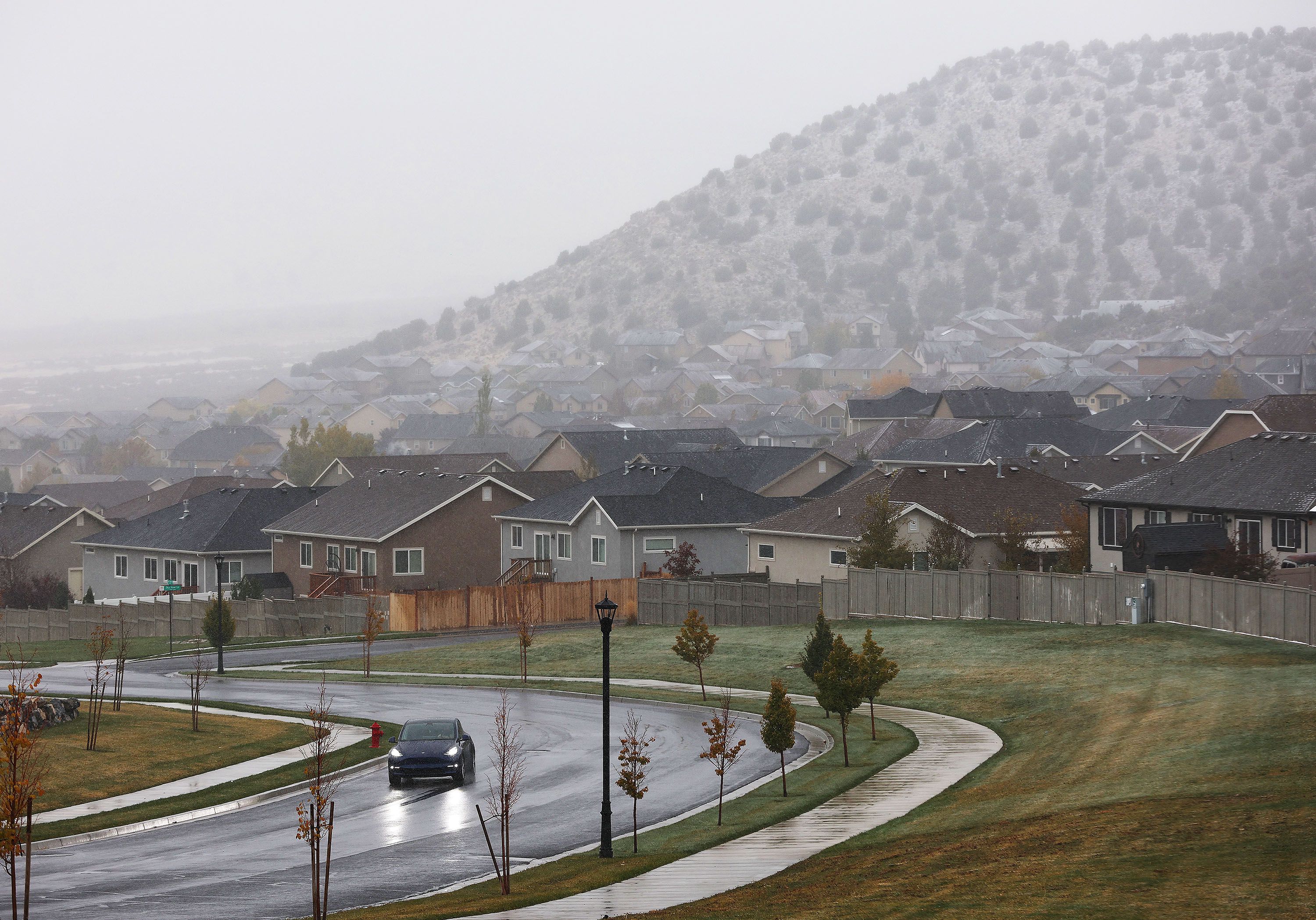 A lone motorist drives in Eagle Mountain on Wednesday. After students at the town’s Cedar Valley High School were mistakenly identified as participants in a viral racist video, the students and the school were subjected to a wave of online condemnation. In fact the viral video incident took place more than 200 miles away in Cedar City.