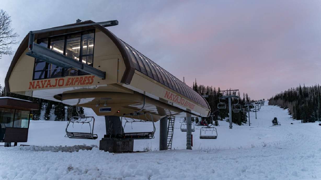 A sunrise over Brian Head Resort's Navajo Express on Wednesday. The lift will be in operation Friday for the resort's opening day.