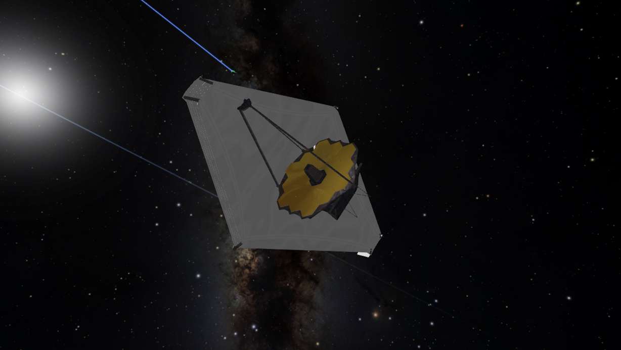 A presentation of the James Webb Telescope is viewed via OpenSpace at the Institute for Scientific Computing and Imaging at the University of Utah in Salt Lake City.