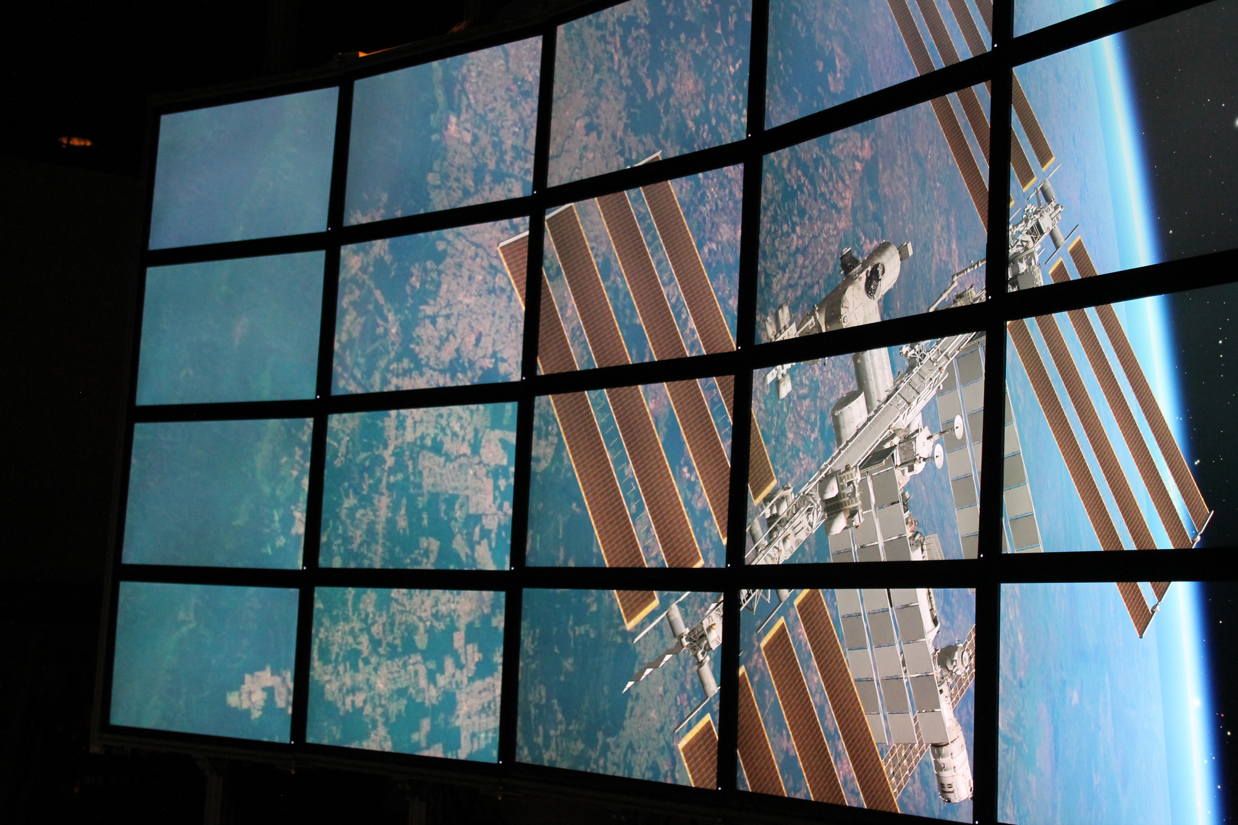 An OpenSpace rendering of the International Space Station is seen on a viewer at the Scientific Computing and Imaging Institute at the University of Utah in Salt Lake City on Oct. 24.